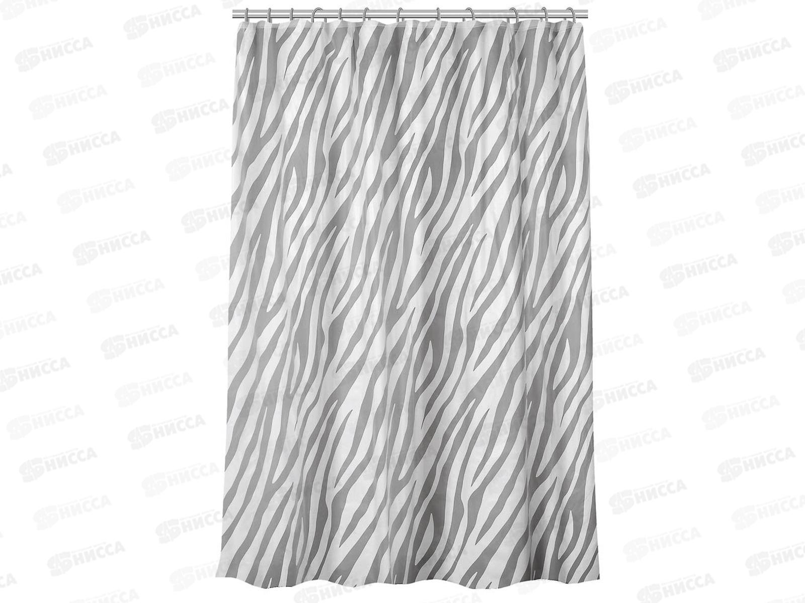 Штора для ванной 461640 ZEBRA белый 180*180см, SWC-50-22  ПЕВА  г