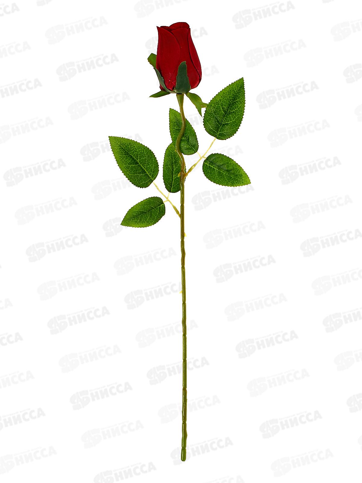 Цветы искусственные 43см Роза бутон бархат, d-7см красный 10526694