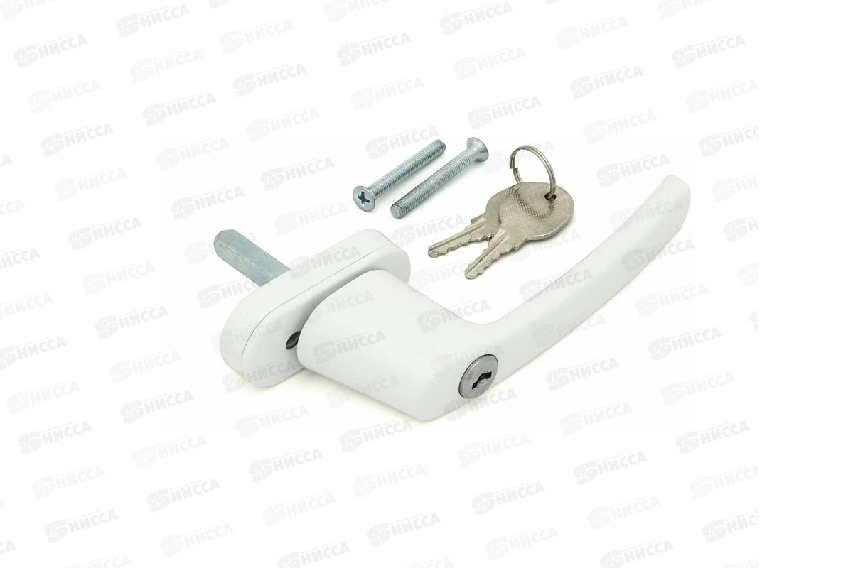 Ручка оконная алюминиевая 4-х поз. с ключом, 35 штифт, белая *10/50