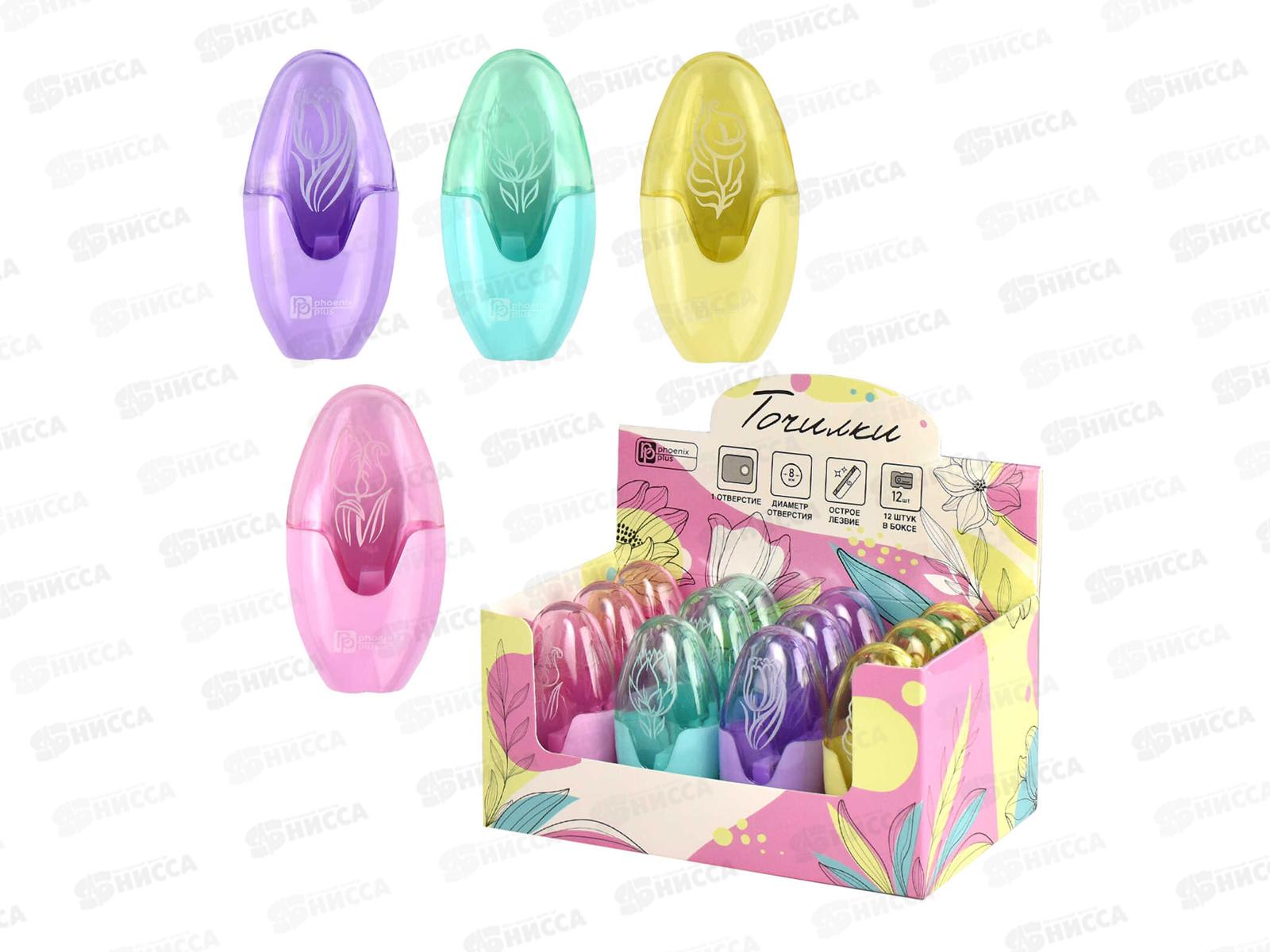 Точилка ФЕН Цветы. ассорти 12цв. 64552 *12