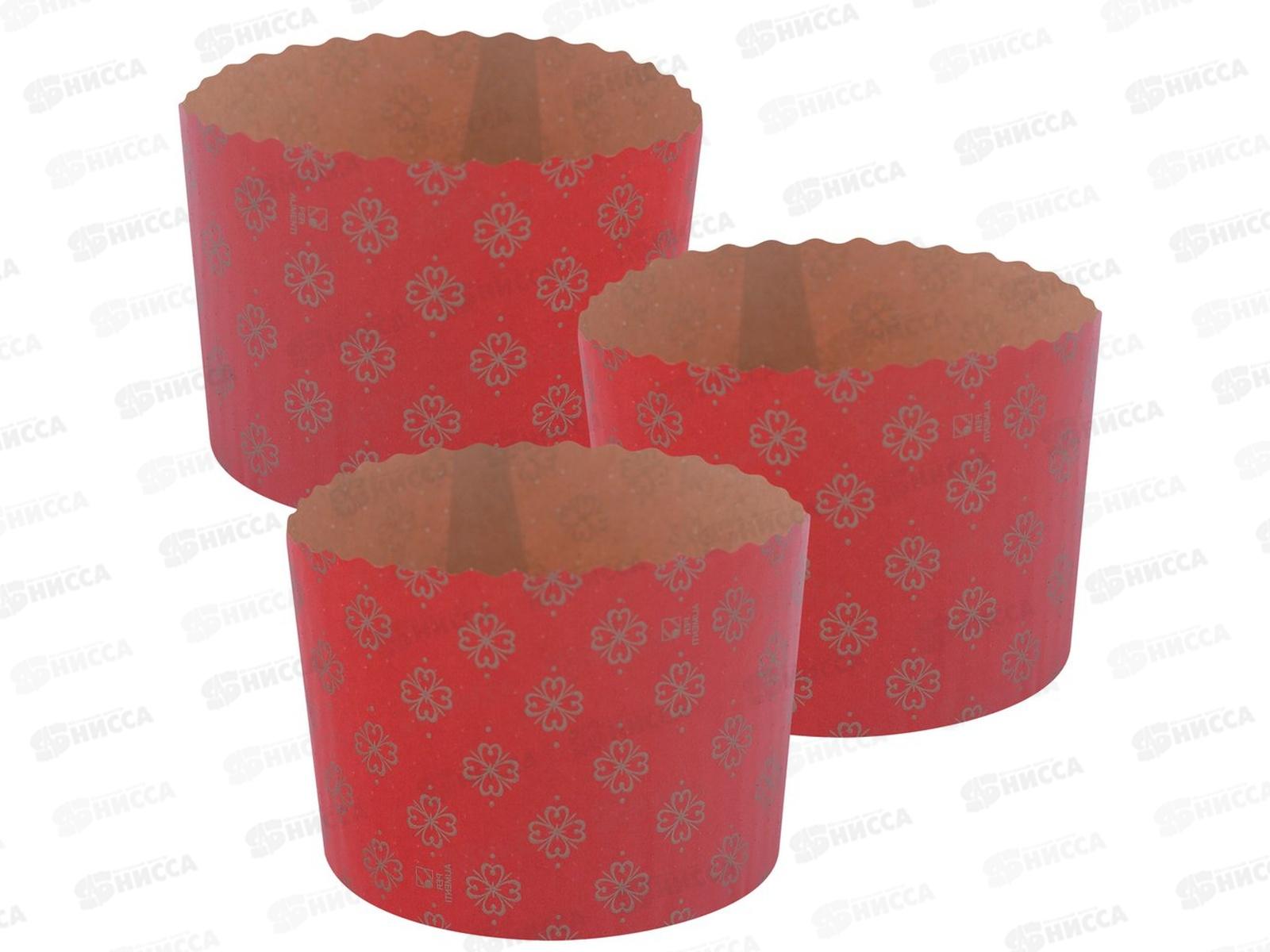 Набор форм для выпечки кулича бумажная 3шт красная 11см МТ8-240 *18