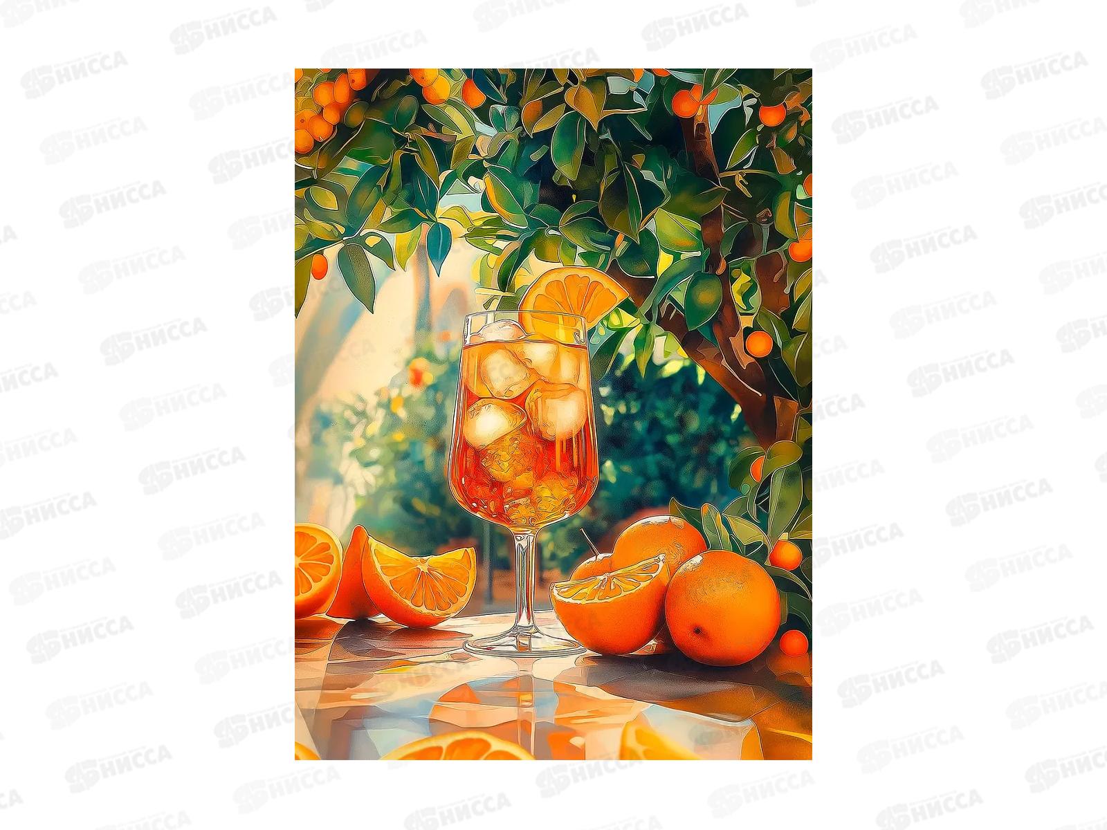 Холст с красками 30х40см Летний натюрморт с апельсинами, ХК-3276