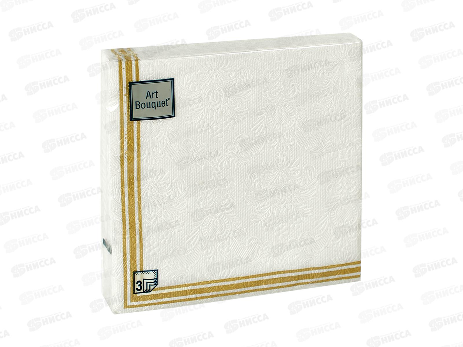 Салфетки 3сл 16л 33*33 Art Bouquet Барокко Рамка золот,37871*12