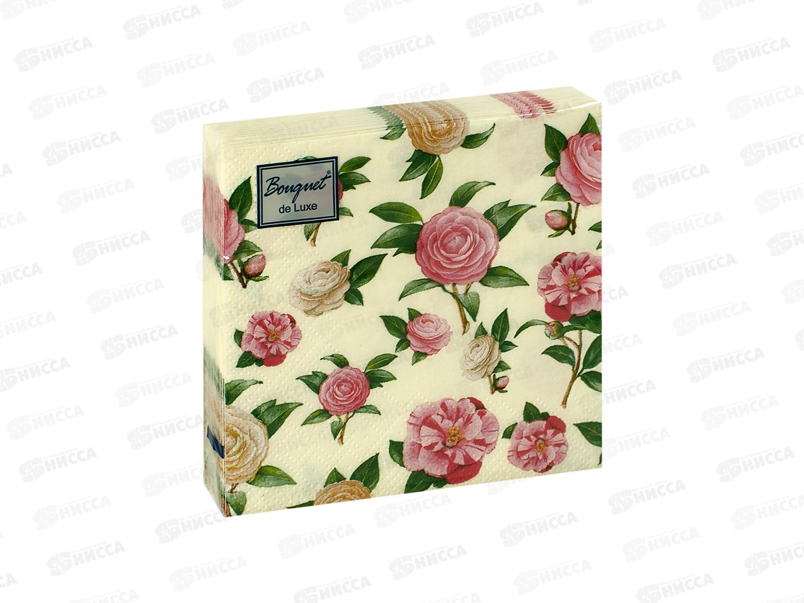 Салфетки 3сл 25л 24*24 Bouquet de Luxe Нежные розы,25386*15