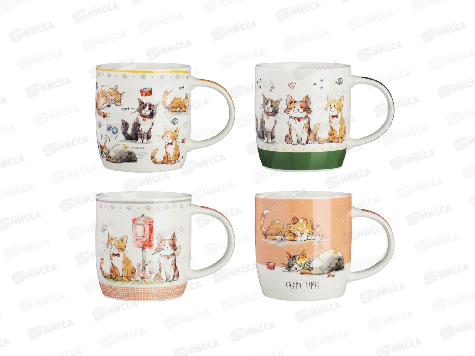 Кружка 360мл Кошкин дом, фарфор, 4 диз., MILLIMI, 806-178   г