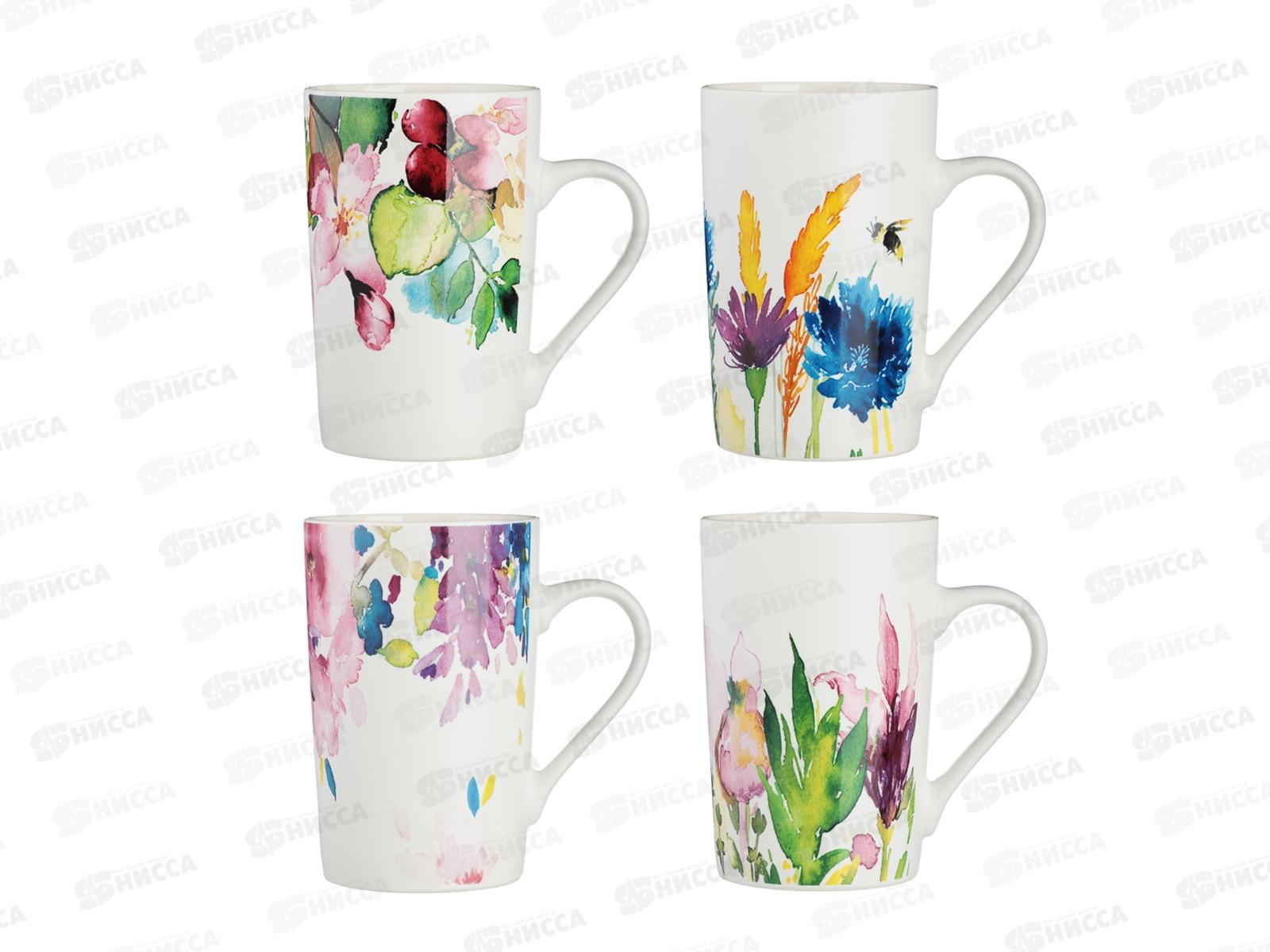Кружка 380мл Акварель, фарфор, 4 диз., MILLIMI, 806-202   г
