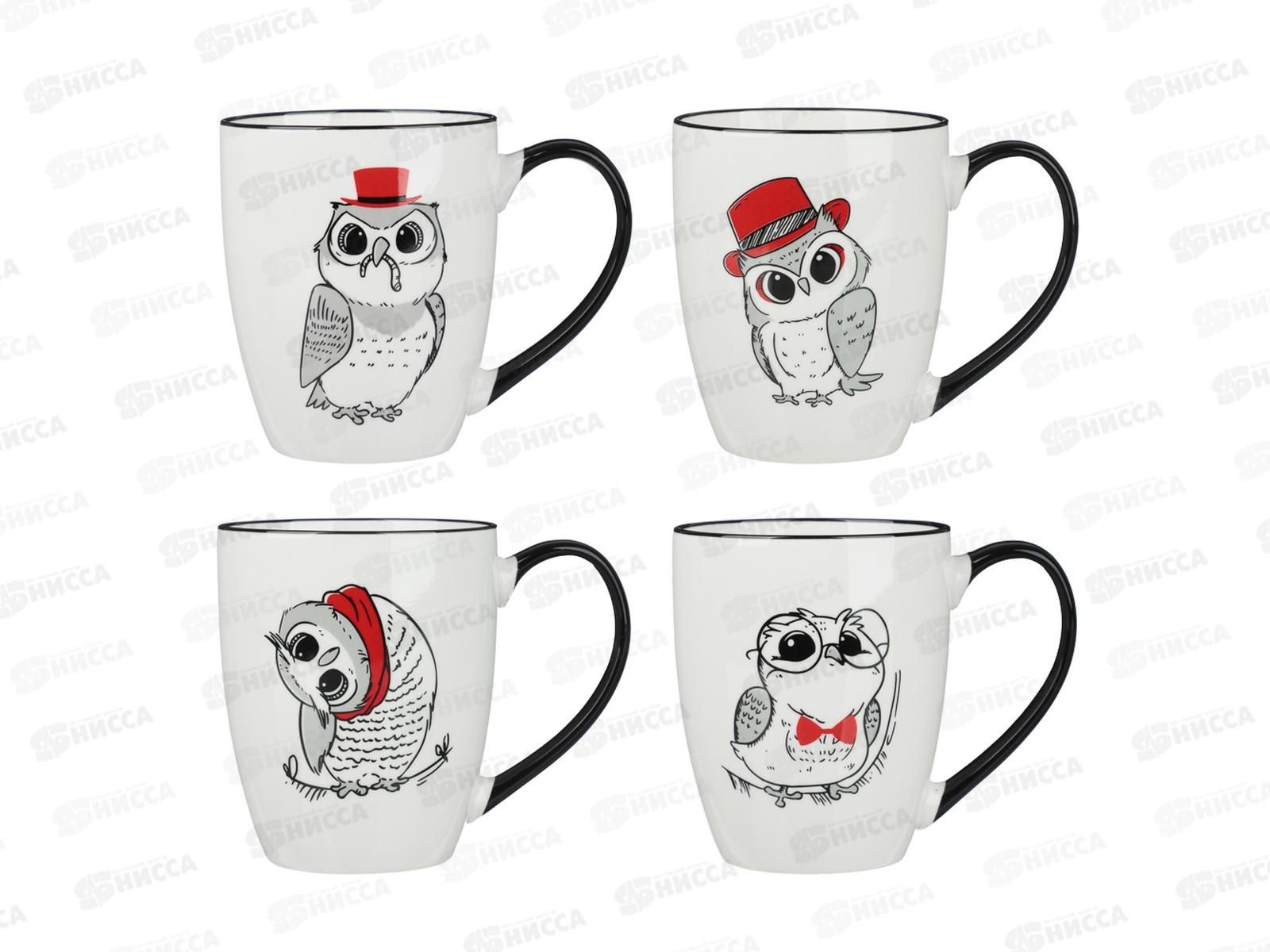 Кружка 350мл Совы, фарфор, 4 диз., MILLIMI, 806-360  г