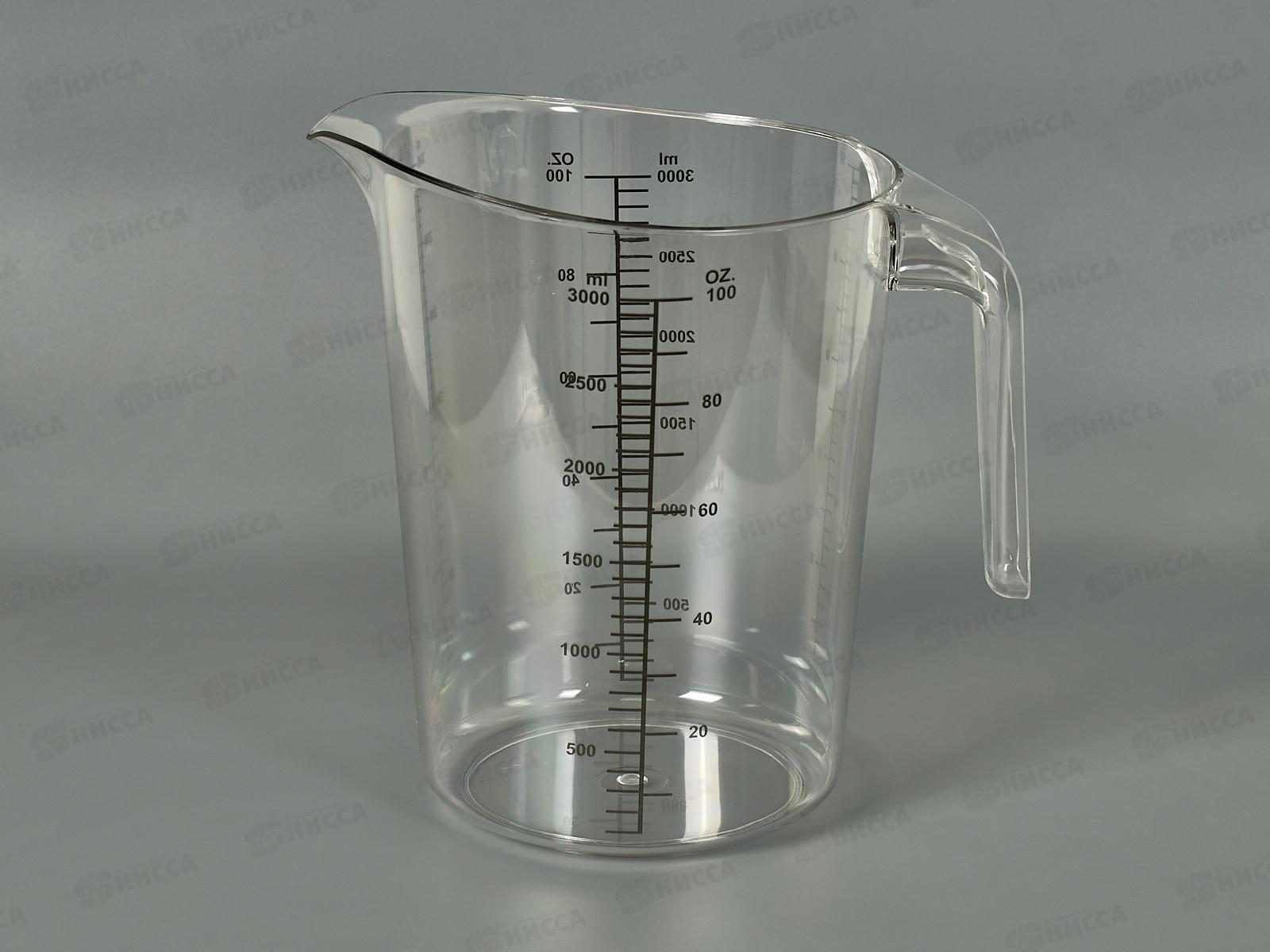 Кувшин с мерной шкалой 3000мл прозрачный КТ-КПК-006