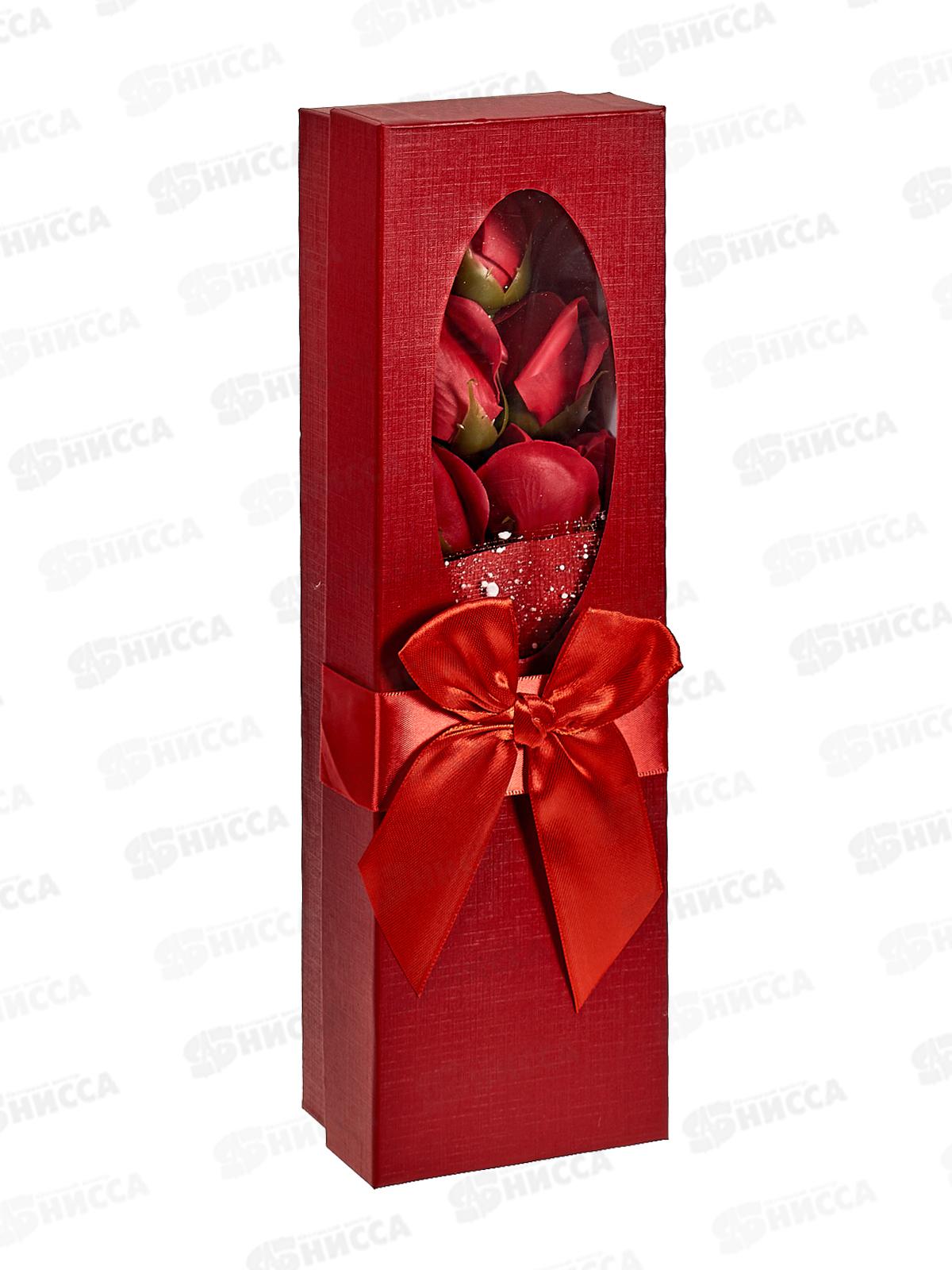 Букет мыльный из 5 роз красных, в коробке 6962349