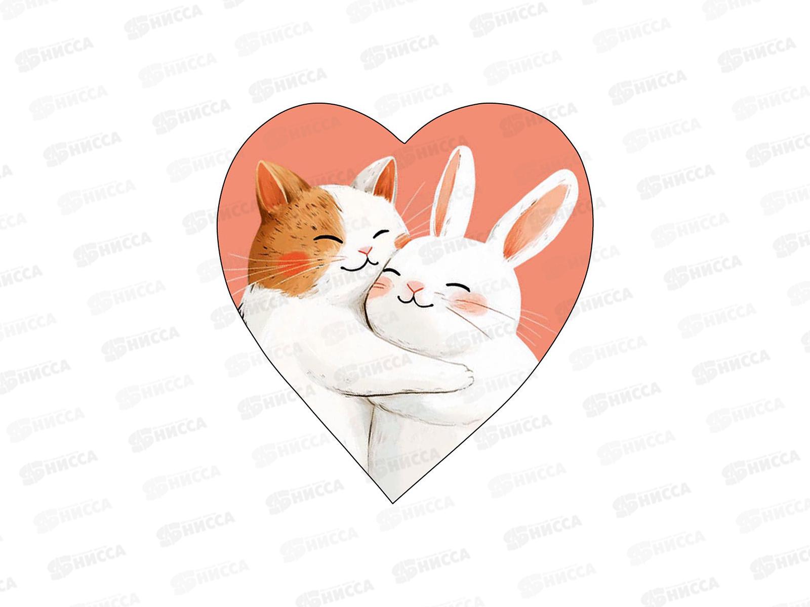 Открытка мини Кролик и котенок С Дн.Св.валентина 0219.714