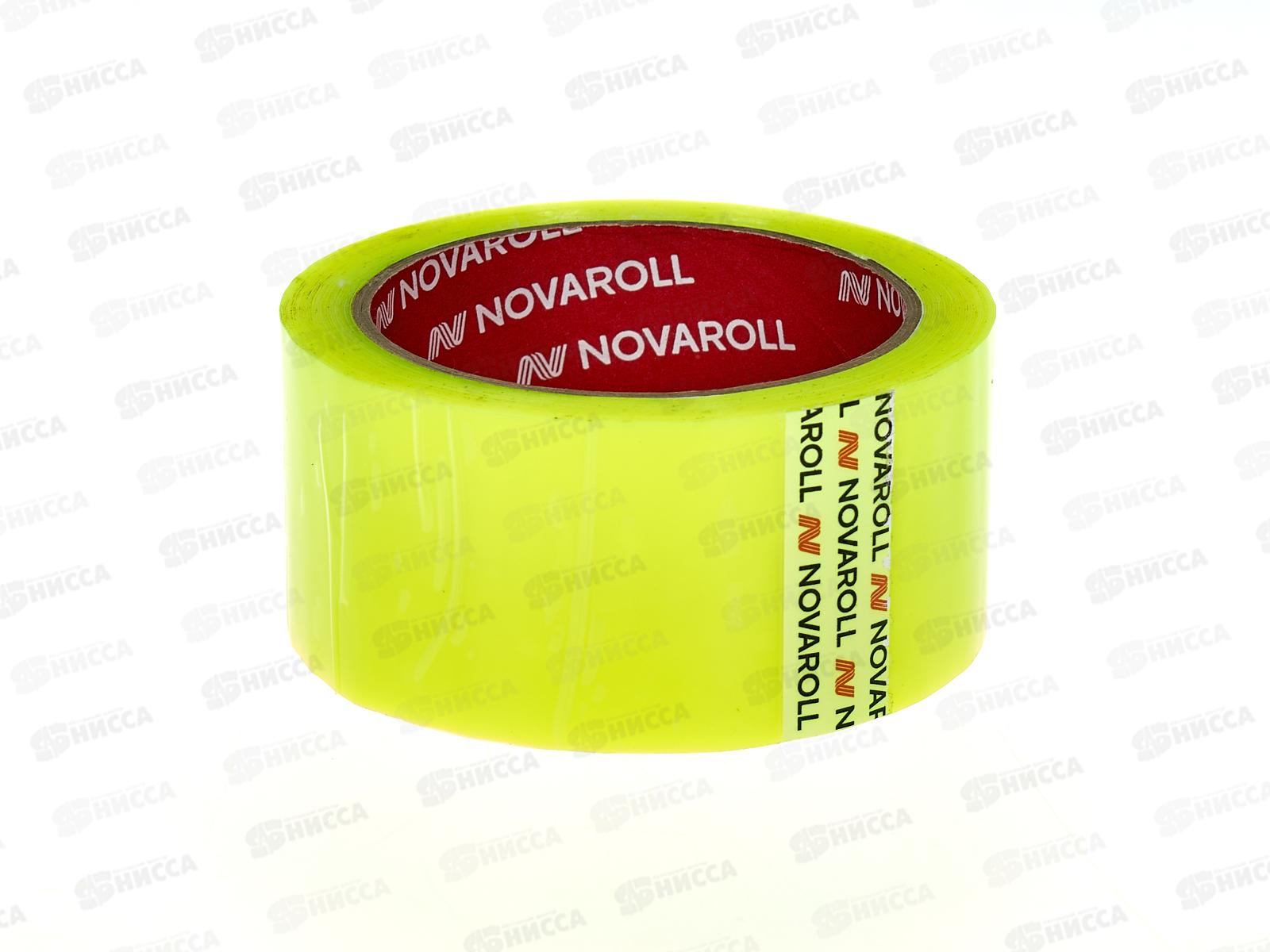 Скотч 48*66м прозрачный цветной НОВА РОЛЛ 38мкм, лимонный, 0140-0010 *36