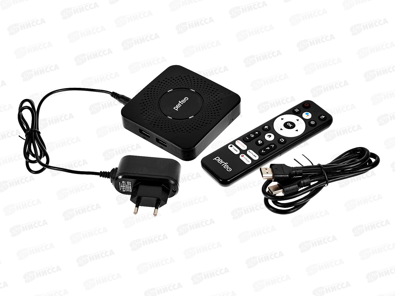 ТВ-приставка Perfeo Smart-TV BOX &quotVISION 2/16&quot, Allwinner H618, Android 12, 2Gb/16Gb, HDMI/AV, Пульт Bluetooth