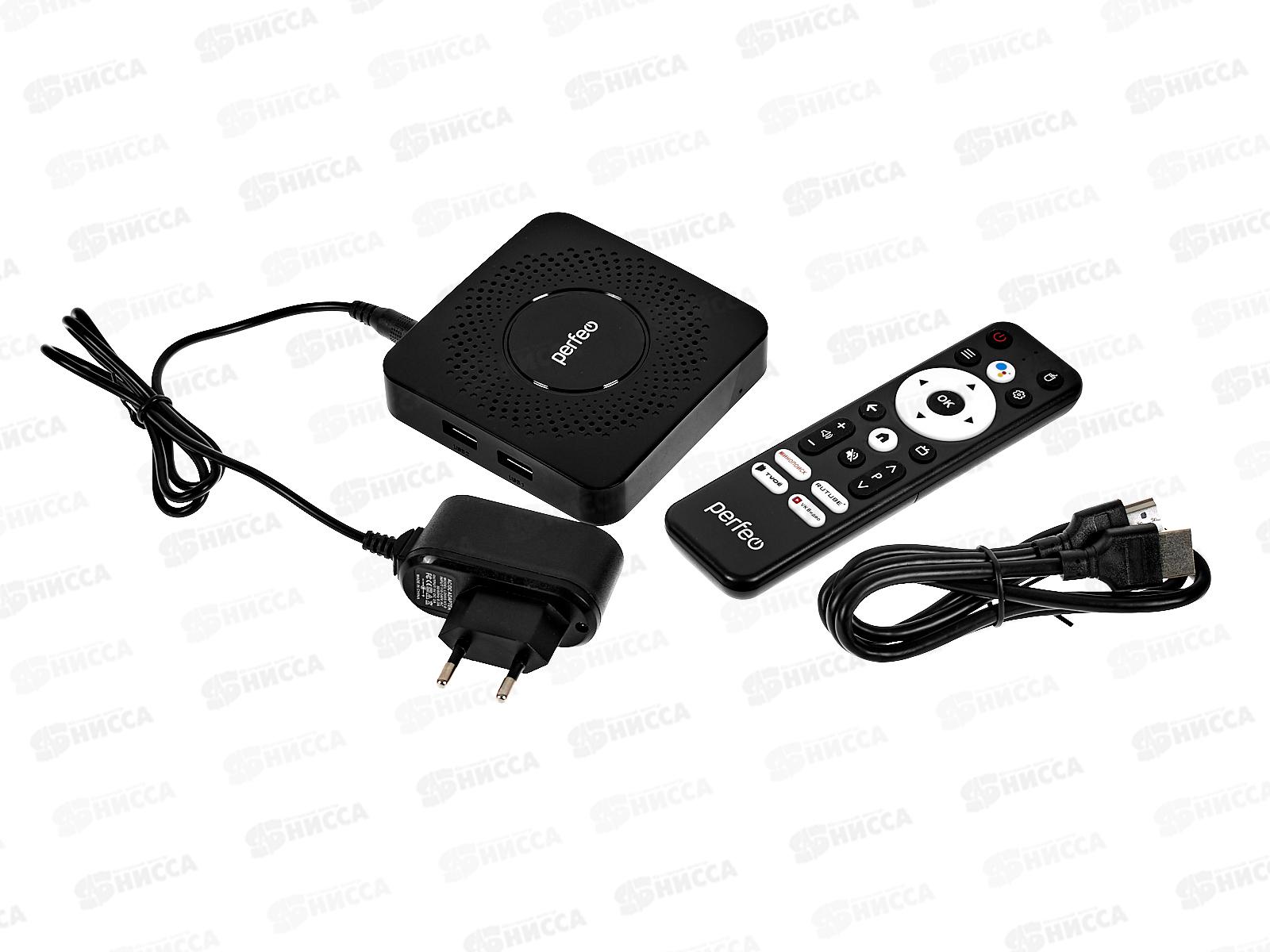ТВ-приставка Perfeo Smart-TV BOX &quotVISION 2/8&quot, Allwinner H618, Android 12, 2Gb/8Gb, HDMI/AV, Пульт Bluetooth