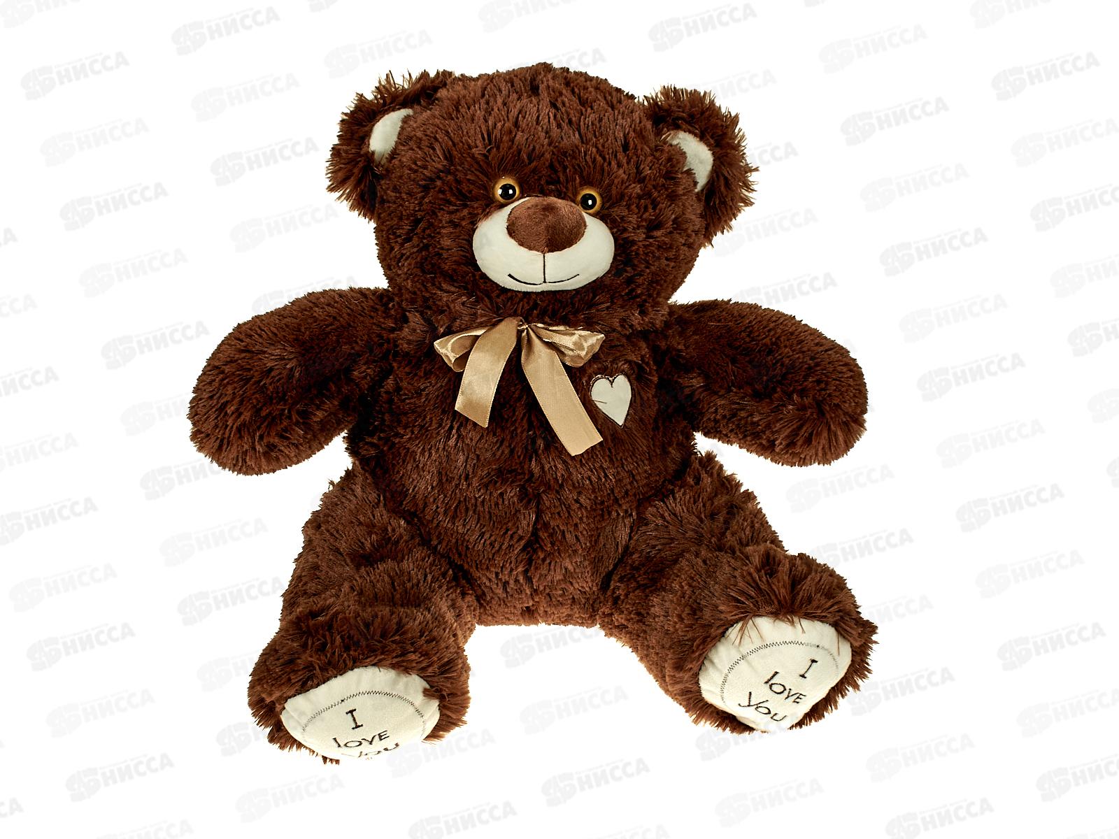Медведь Феликс 38см, цвет-темно-коричневый, с лентой  Мила
