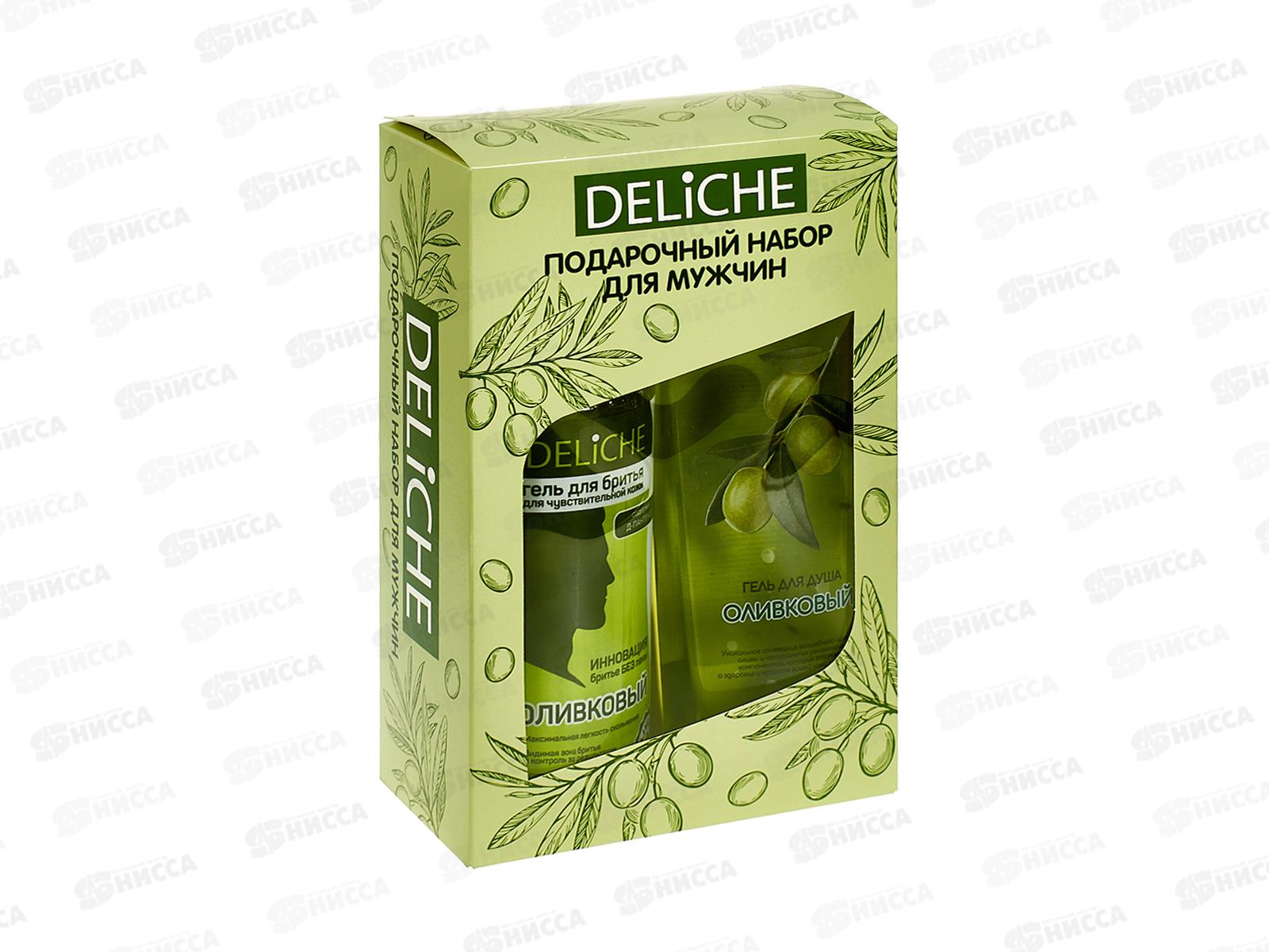 Набор подарочный DELICHE гель/бритья 500мл+гель д/душа ОЛИВКОВЫЙ 400мл  *5
