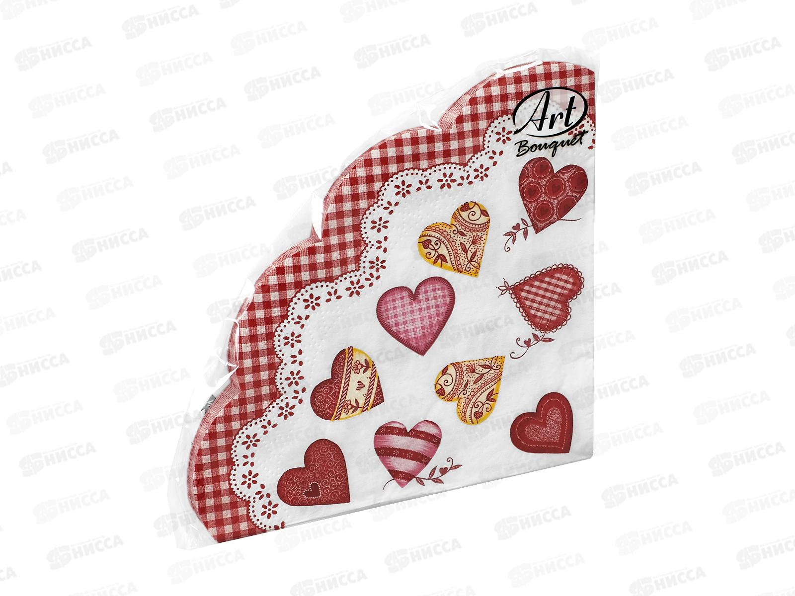 Салфетки 3-х слойные 12листов Ф32см Art Bouquet Rondo Прекрасные сердца 25328 *15