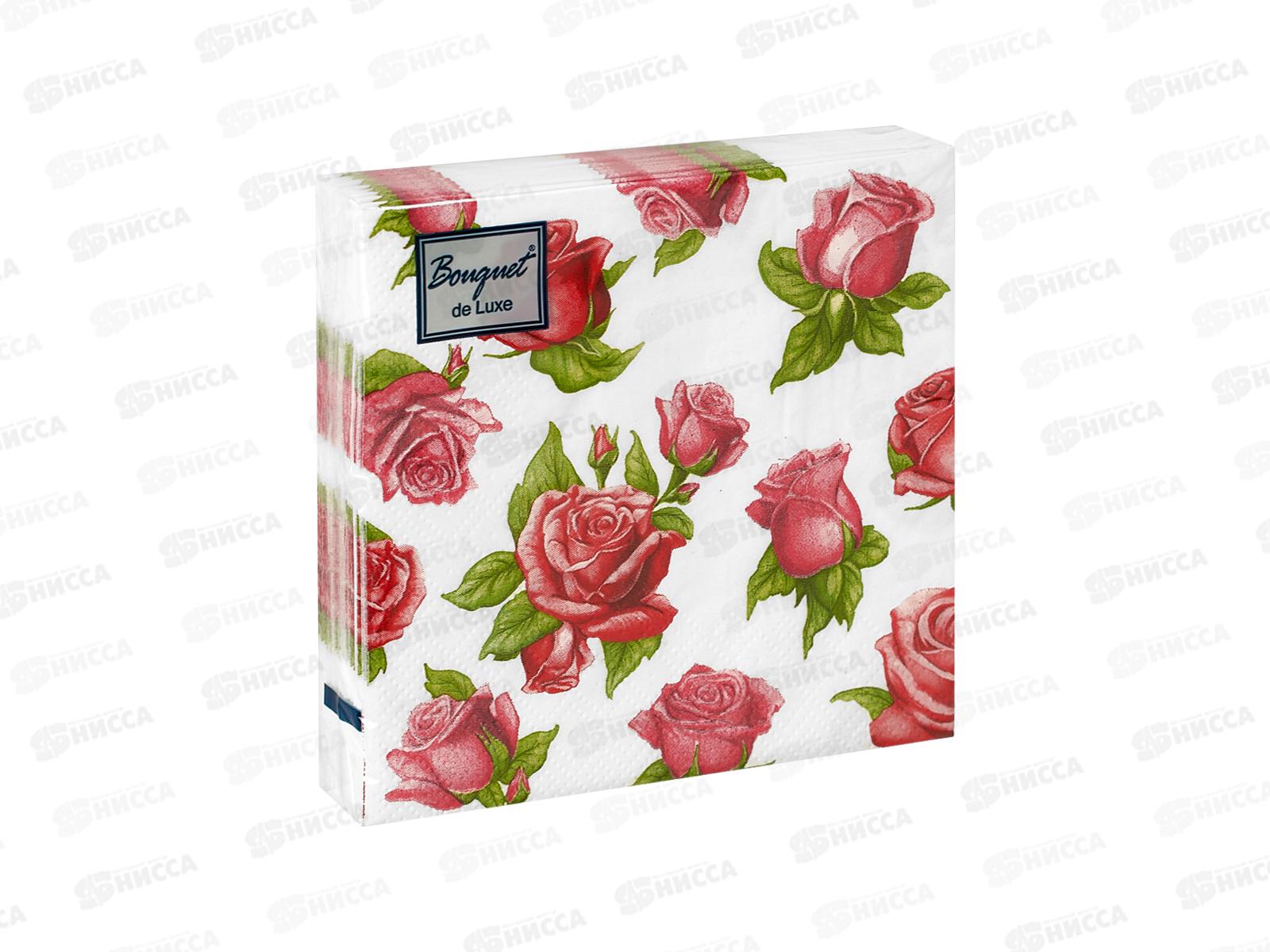 Салфетки 3сл 25л 24*24 Bouquet de Luxe Красные розы, 25562*15