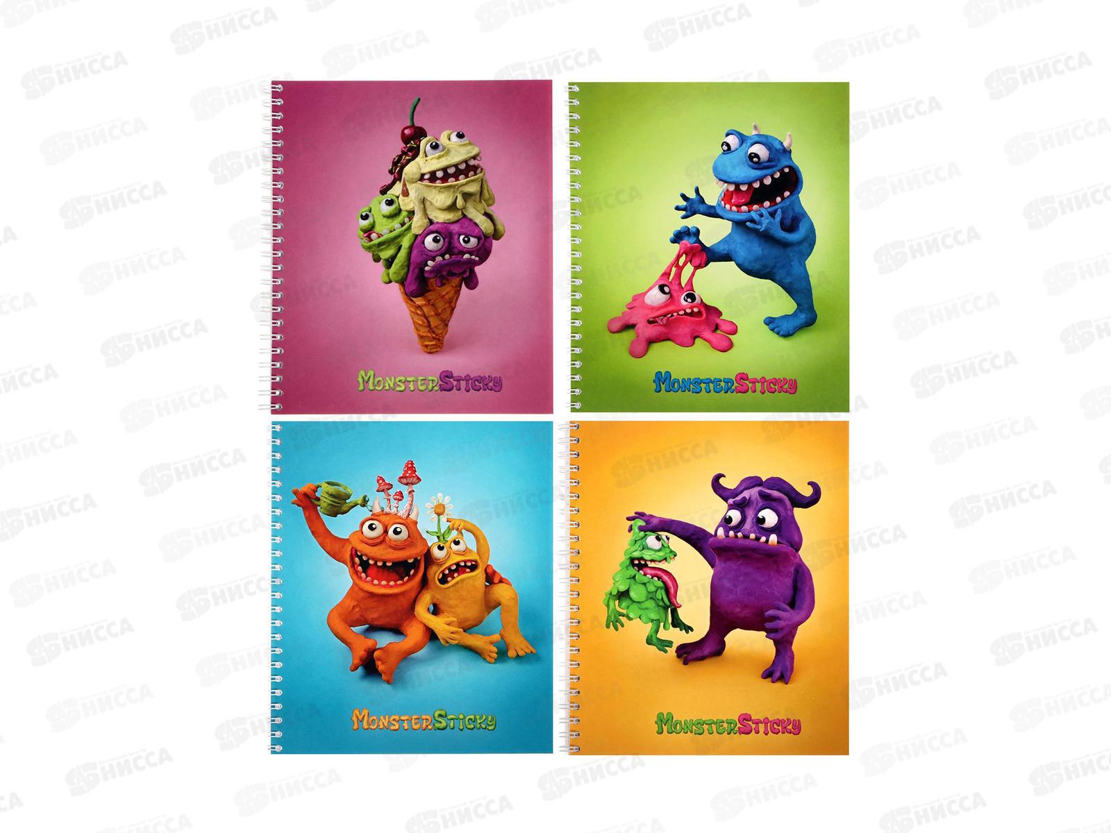 Тетрадь 96л кл. ПЛН MonsterSticky, мет.греб., 3104-96 *20