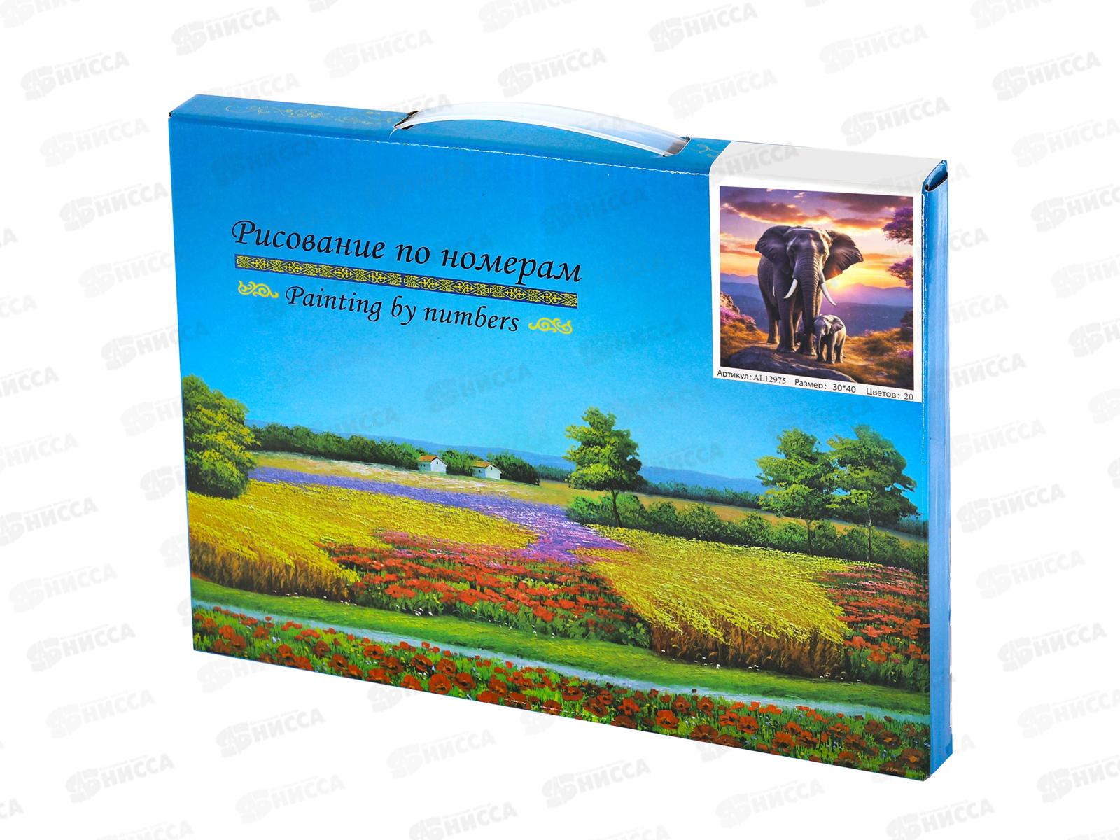 Картина по номерам 30*40 Слоны  АL12975*30