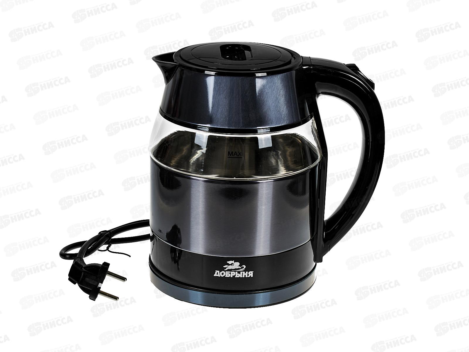 Чайник электрический DO-1267D 1800Вт 1,7л стекло металл, чернильные вс