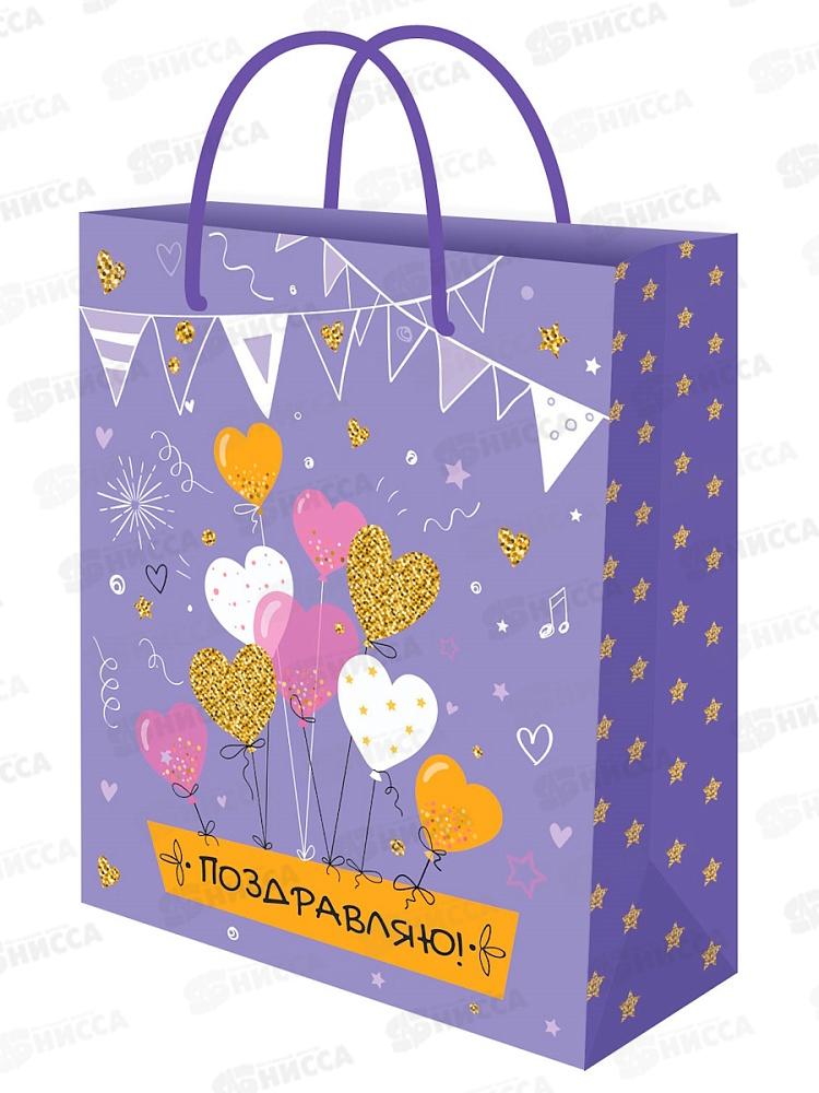 Пакет подарочный MI 26,4х32,7х8см (L) Воздушные сердца ППК-7823 *12