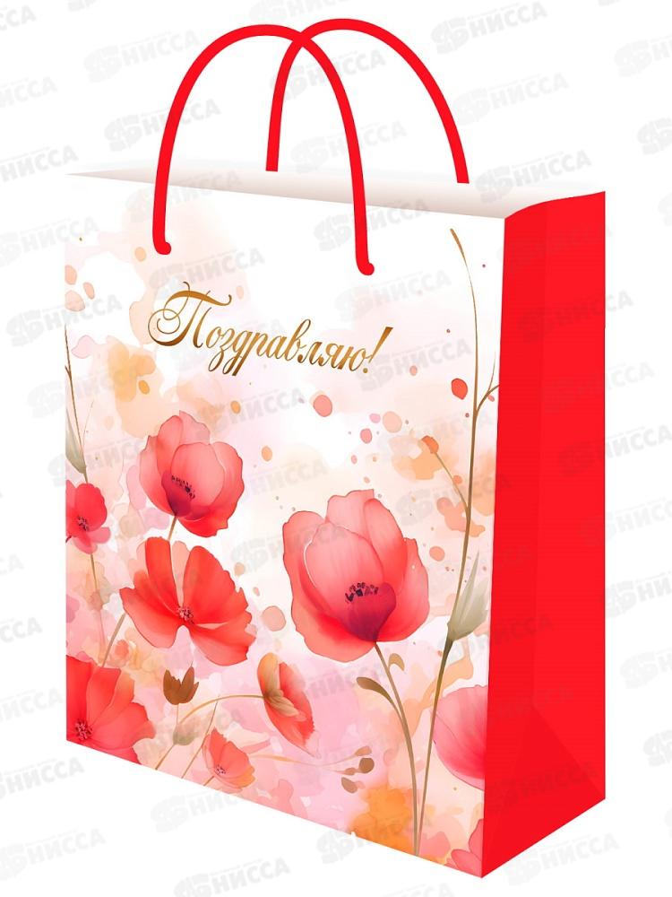 Пакет подарочный MI 26,4х32,7х8см Маки, ППК-7843 *12