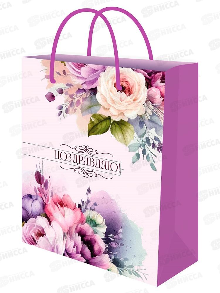 Пакет подарочный MI 26,4х32,7х8см Нежные пионы, ППК-7824 *12