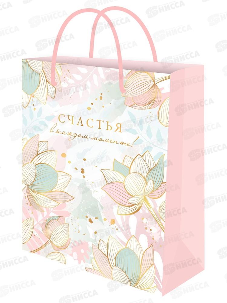 Пакет подарочный MI 26,4х32,7х8см Пастельные цветы, ППК-7858 *12