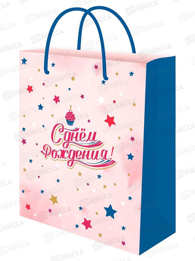 Пакет подарочный MI 26,4х32,7х8см Праздничные звезды, ППК-7820 *12