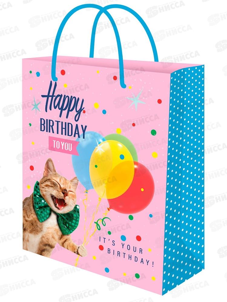 Пакет подарочный MI 26,4х32,7х8см Смешной кот, ППК-7846 *12