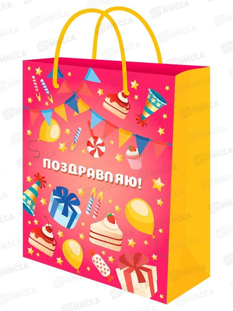 Пакет подарочный MI 26,4х32,7х8см Яркая вечеринка, ППК-7842 *12