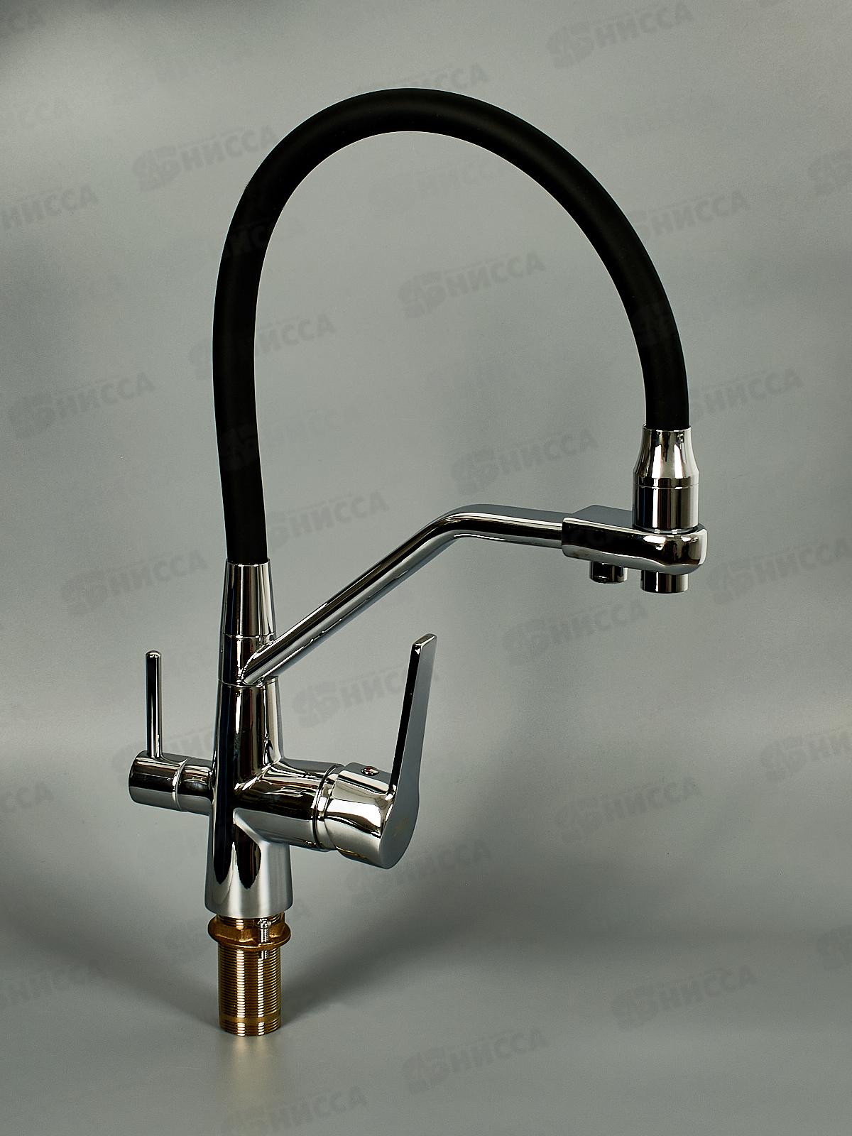 Смеситель д/кухни с подключением питьевой, черный/хром, EM4460-17