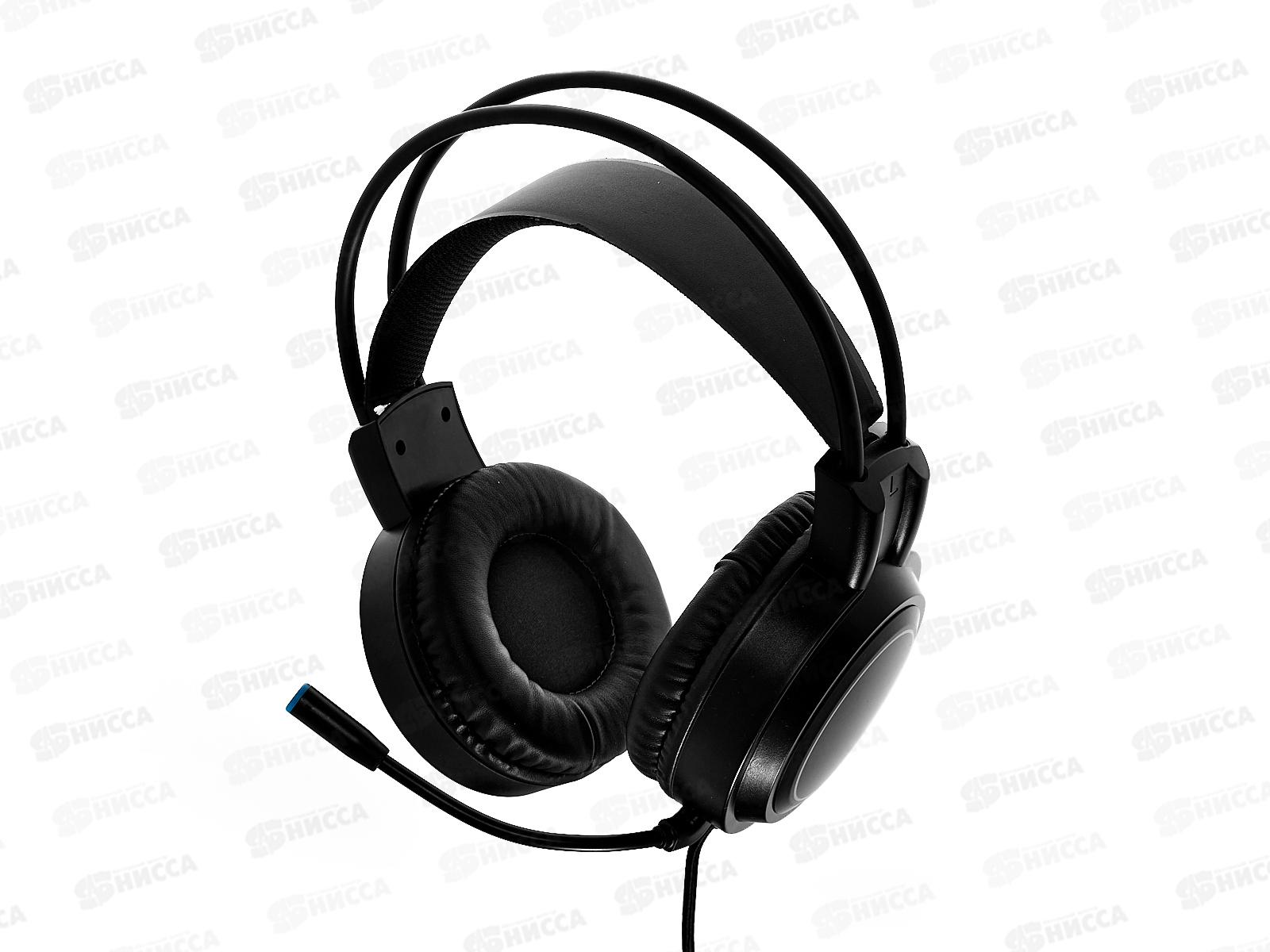 Гарнитура игровая Perfeo RGF EARTH 1.8м, разъем 3,5 мм (4 pin) и USB (LED), переходник, черная