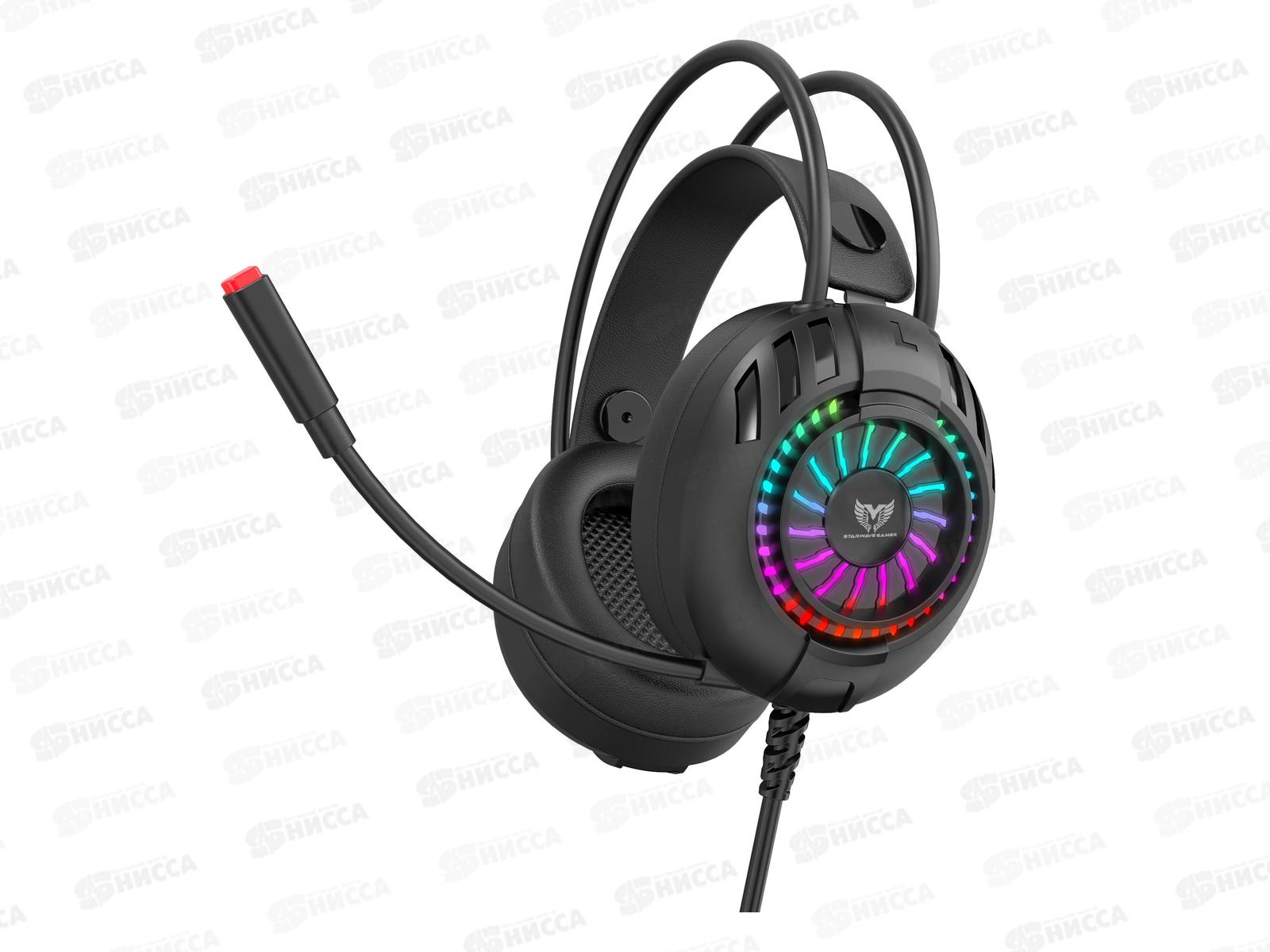 Гарнитура игровая Perfeo RGF WATER 1.8м, разъем 3,5 мм (4 pin) и USB (LED), переходник, черная