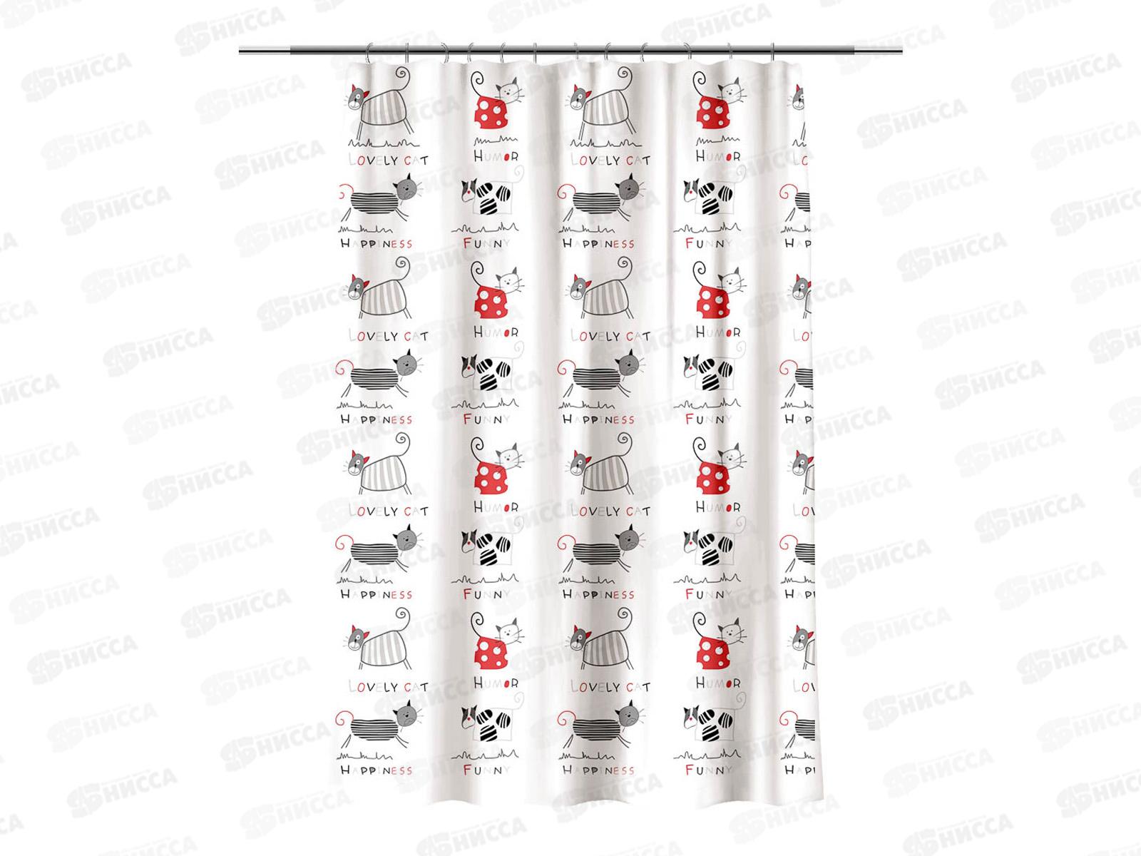 Штора для ванной 461648 VETTA &quotВеселые коты&quot ПЕВА, 180х200см  г