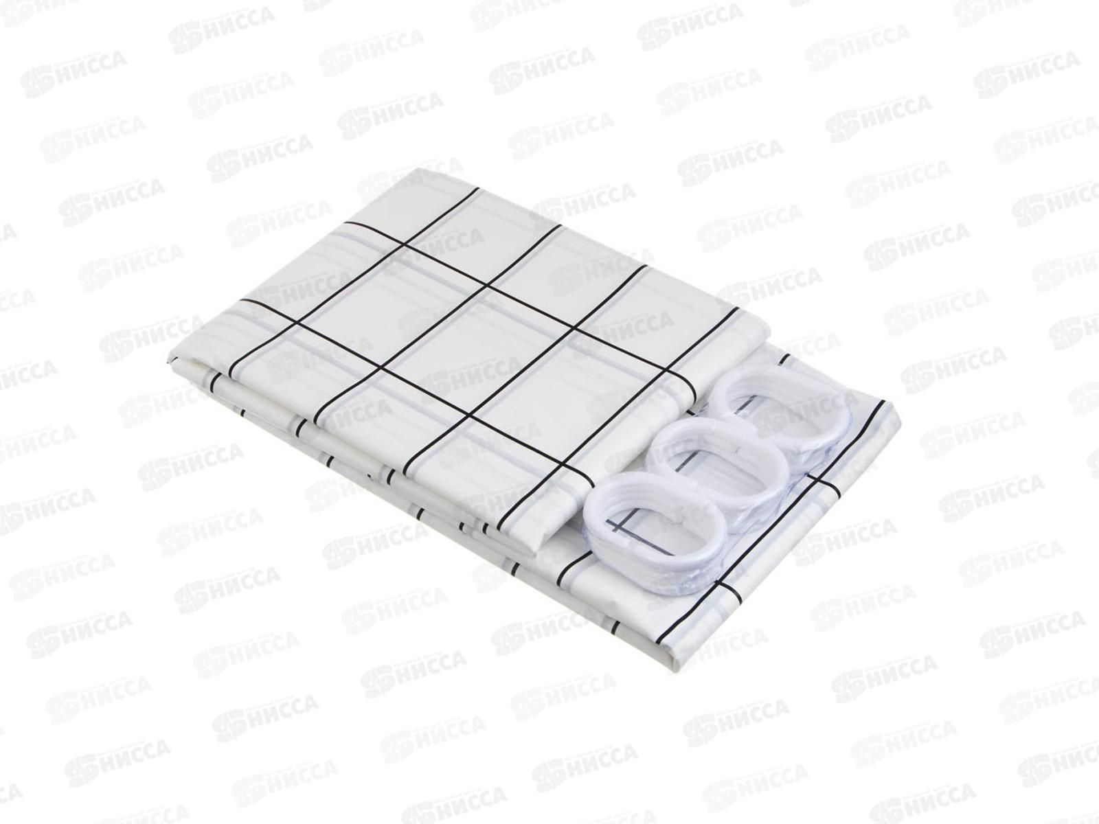 Штора д/ванной 461649 VETTA &quotКвадро&quot ПЕВА, 180х200см, белый  г