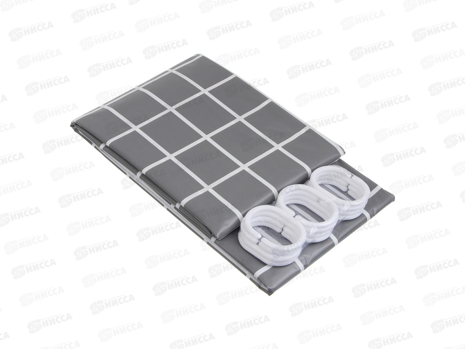 Штора д/ванной 461650 VETTA &quotКвадро&quot ПЕВА, 180х200см, серый  г