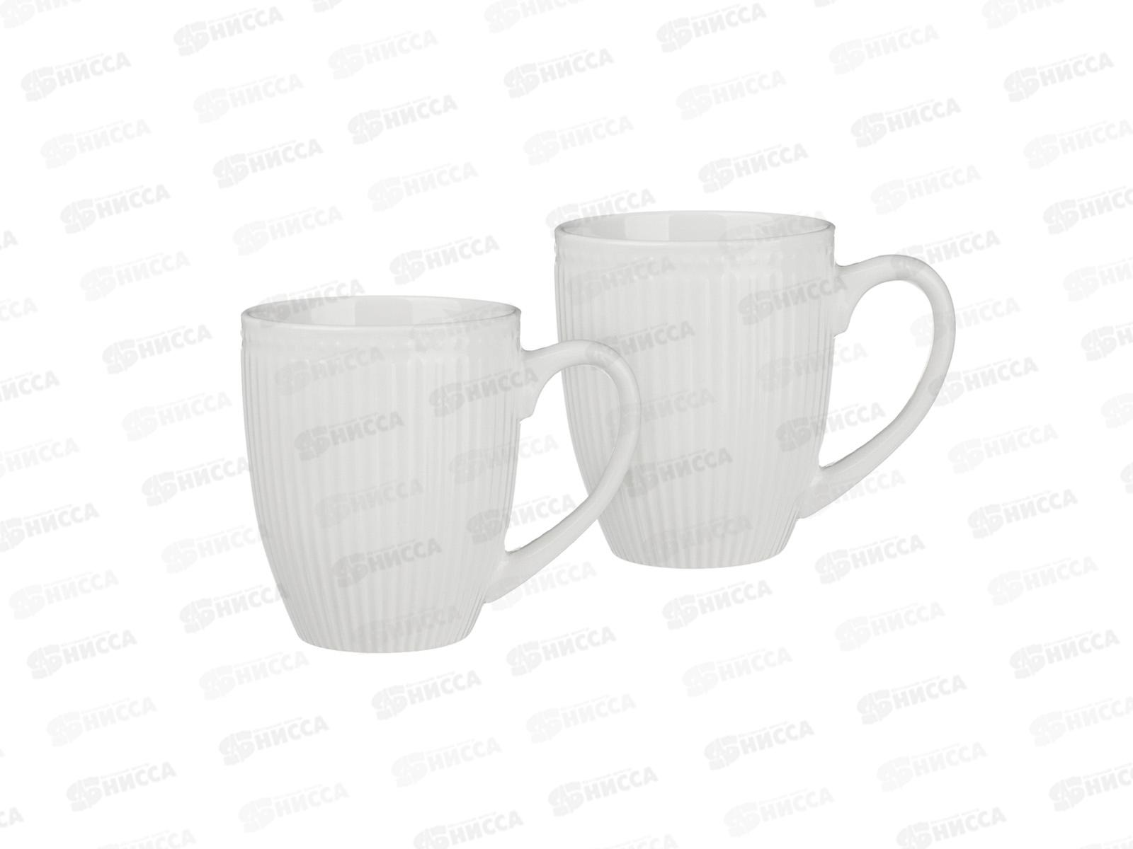 Набор кружек 2шт 380мл, белый рельеф MILLIMI фарфор, 806-209  г