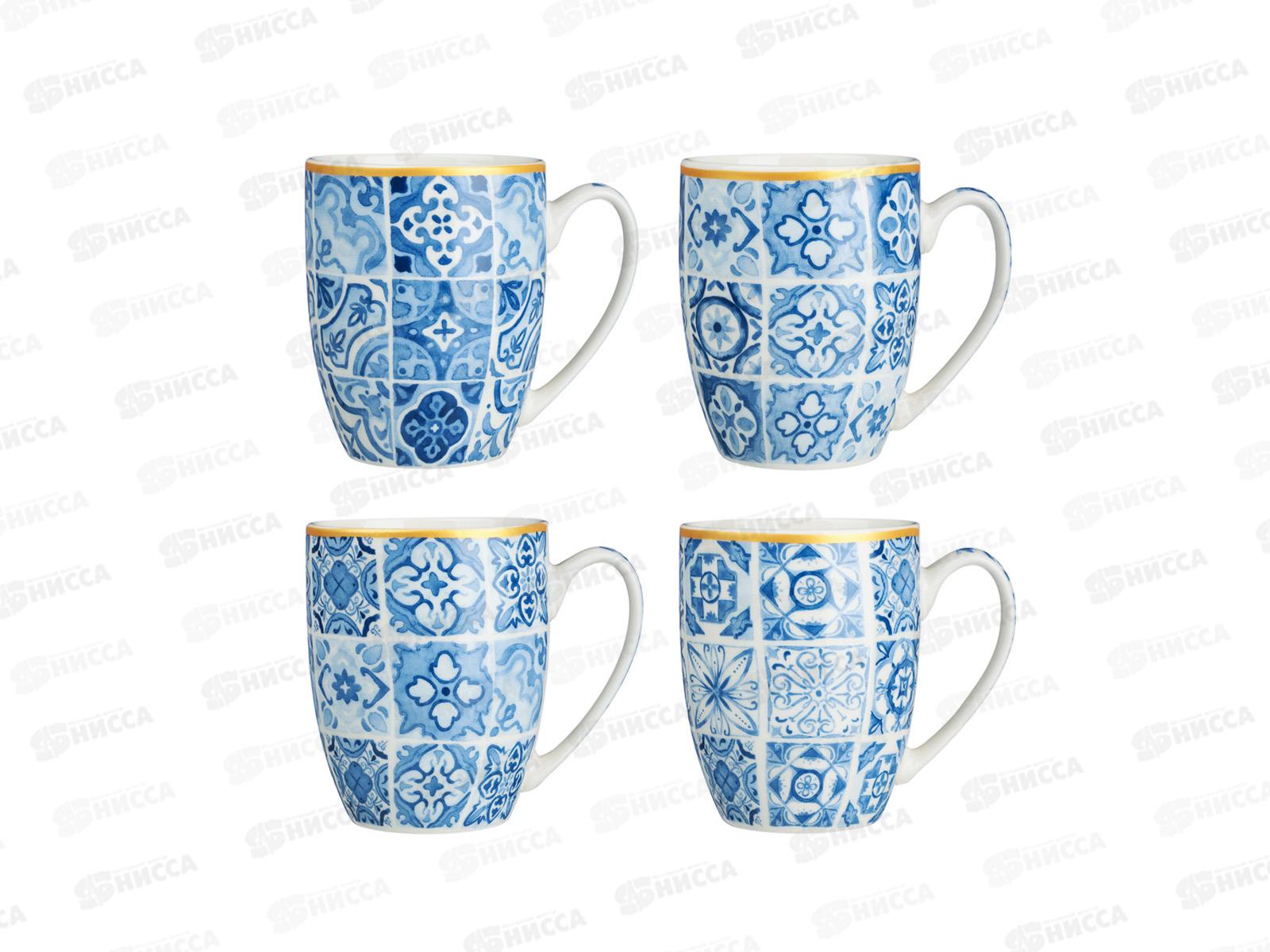 Кружка 350мл Голубая мозаика, фарфор, 4 дизайна, MILLIMI, 806-279   г
