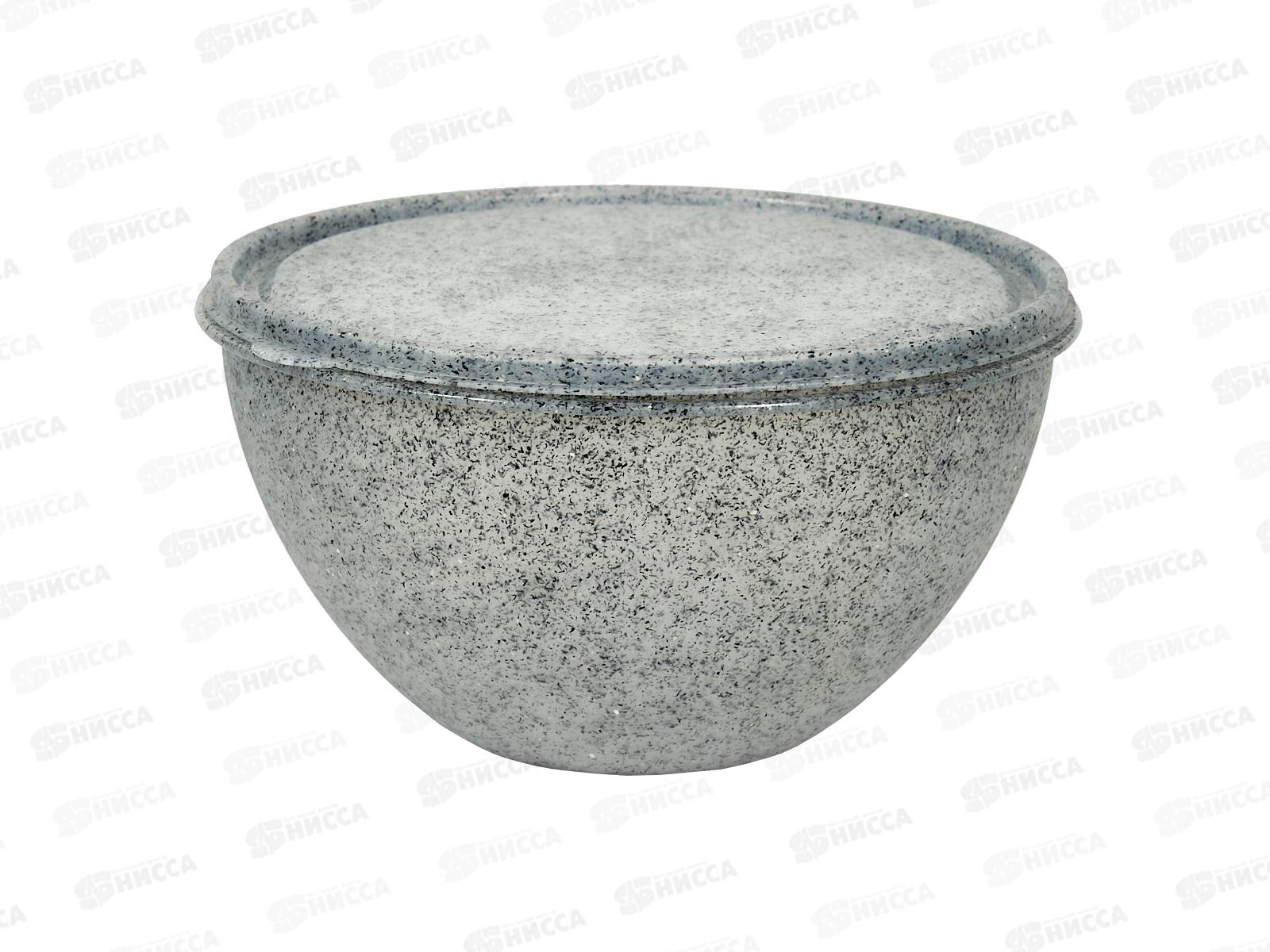 Миска 2л с цветной крышкой серый гранит Ангора *18