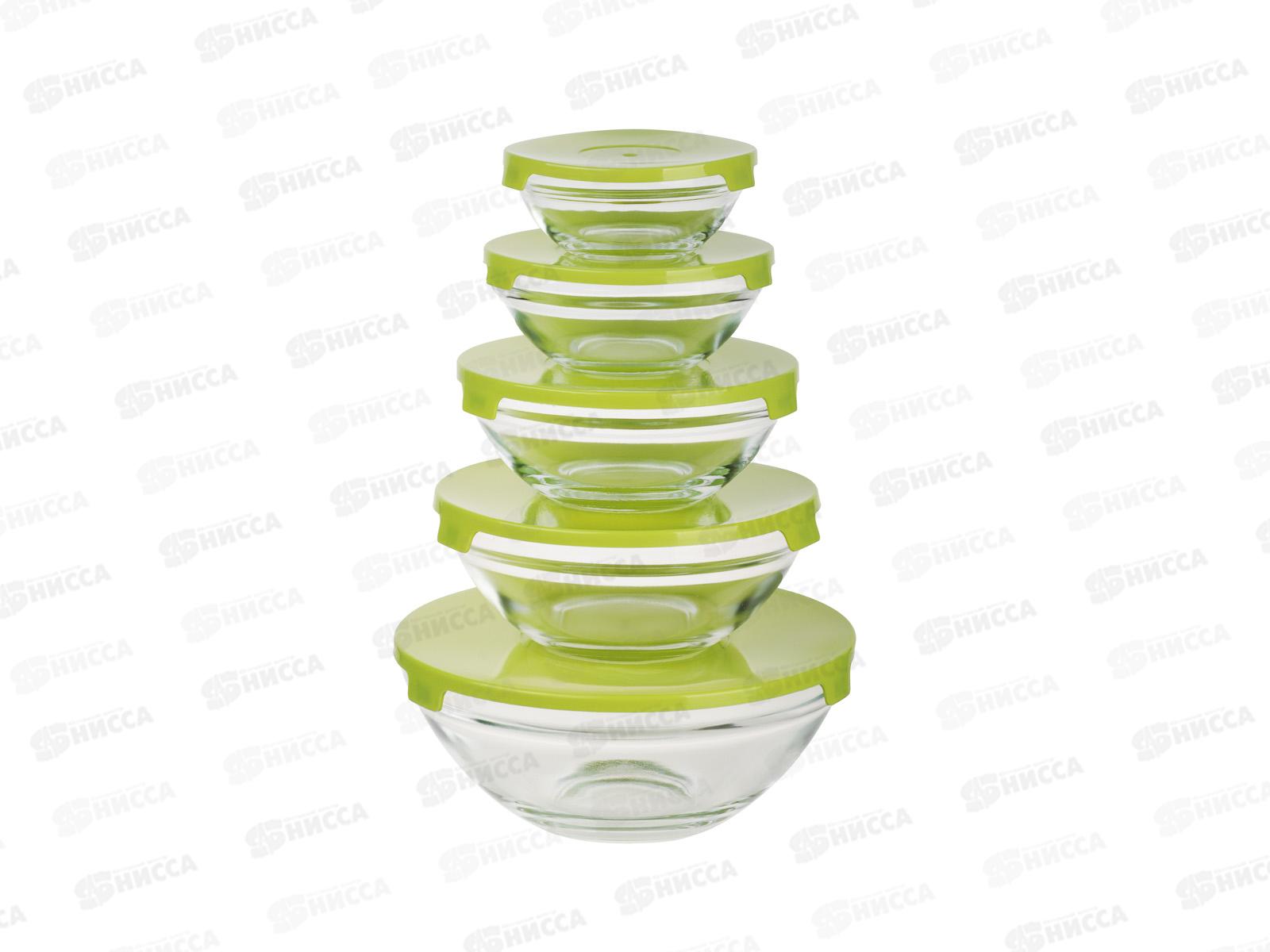 Набор салатников с крышкой 5шт стекло, оливковый MILLIMI 878-608 г