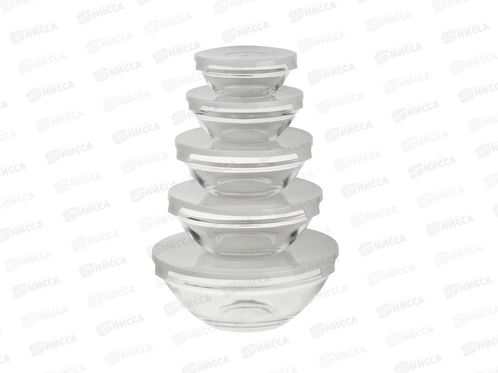 Набор салатников с крышкой 5шт стекло, серый MILLIMI 878-609 г