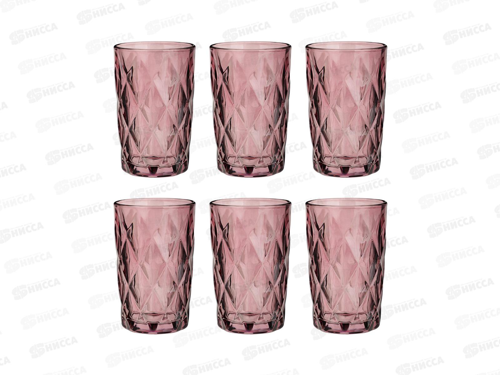 Набор стаканов 6шт 350мл MILLIMI стекло, бордовый ромб, 878-635  г