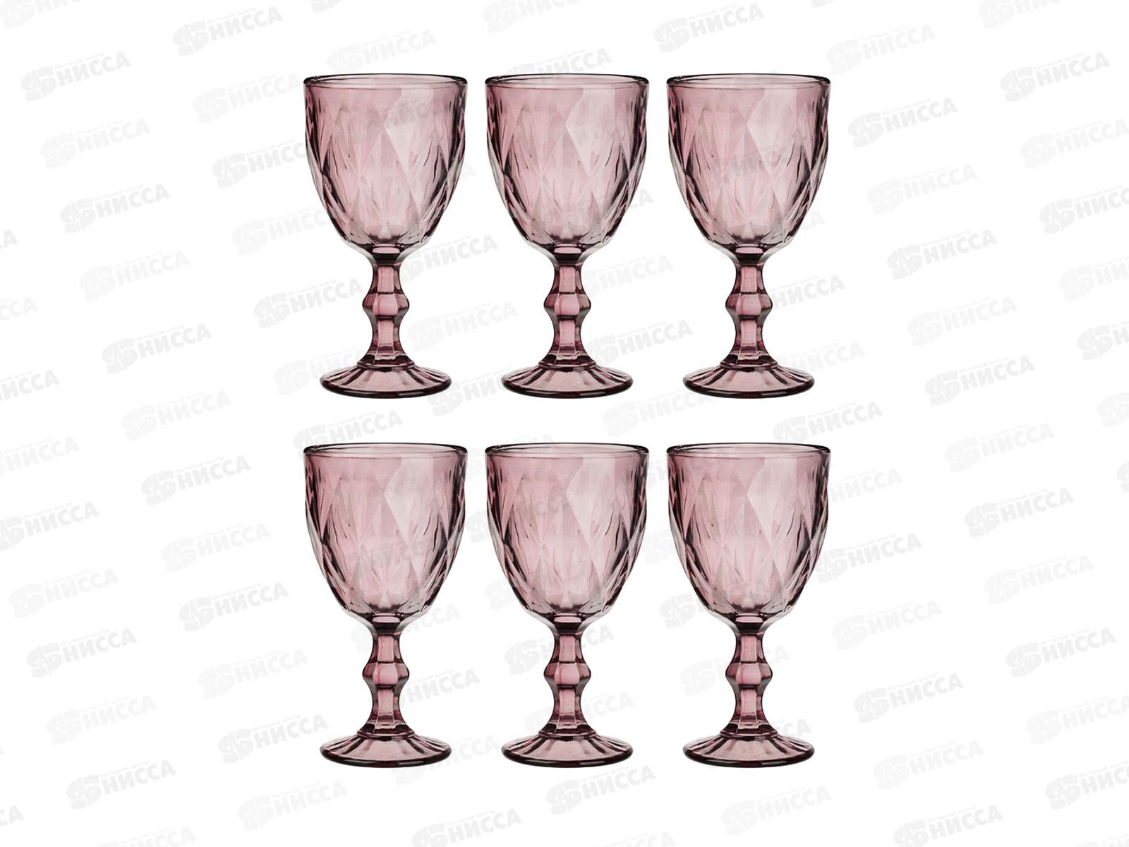 Набор бокалов 6шт 320мл MILLIMI стекло, бордовый ромб, 878-636  г