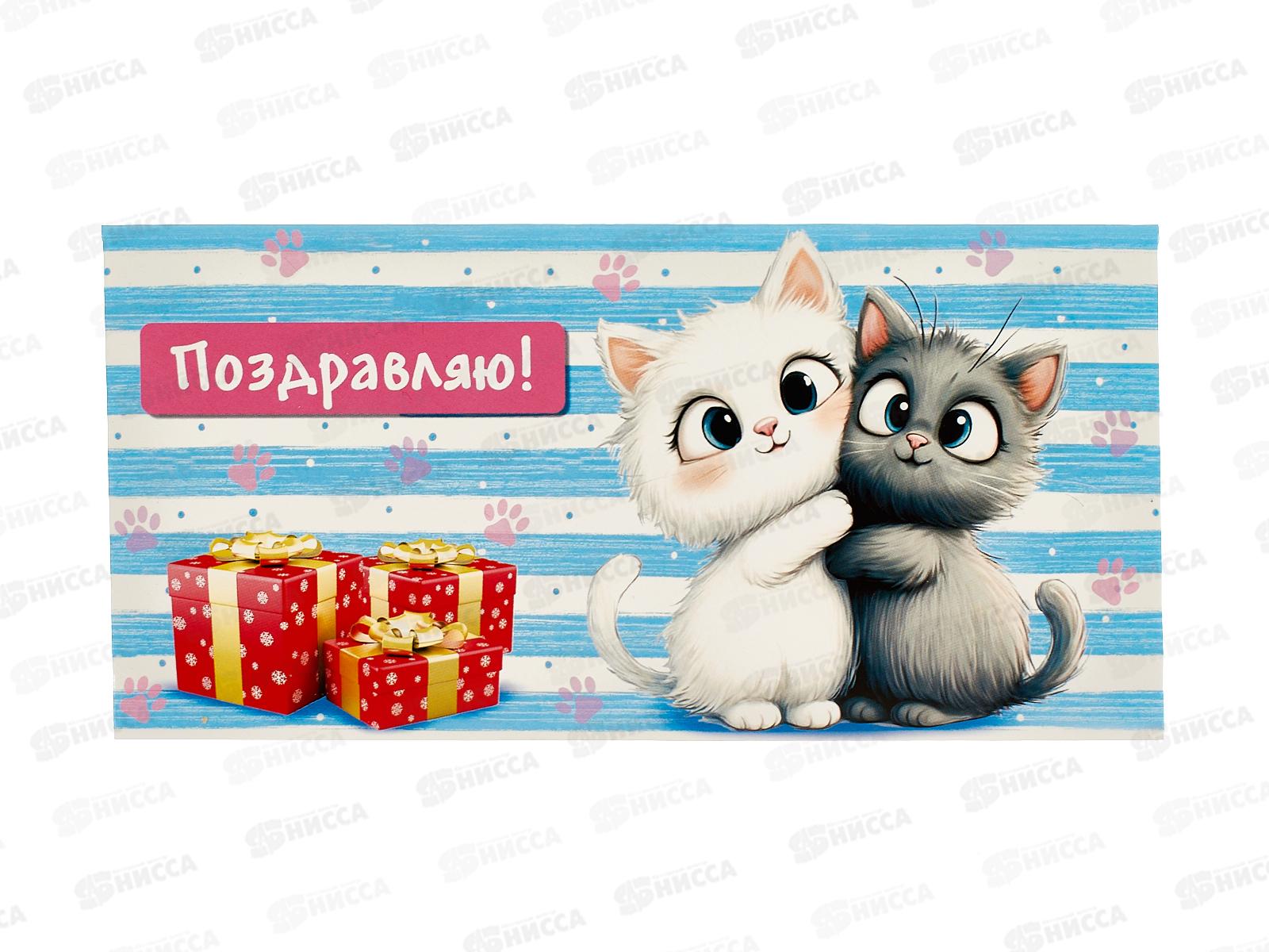 Конверт д/денег ПГС 16,5*8см Котики *10