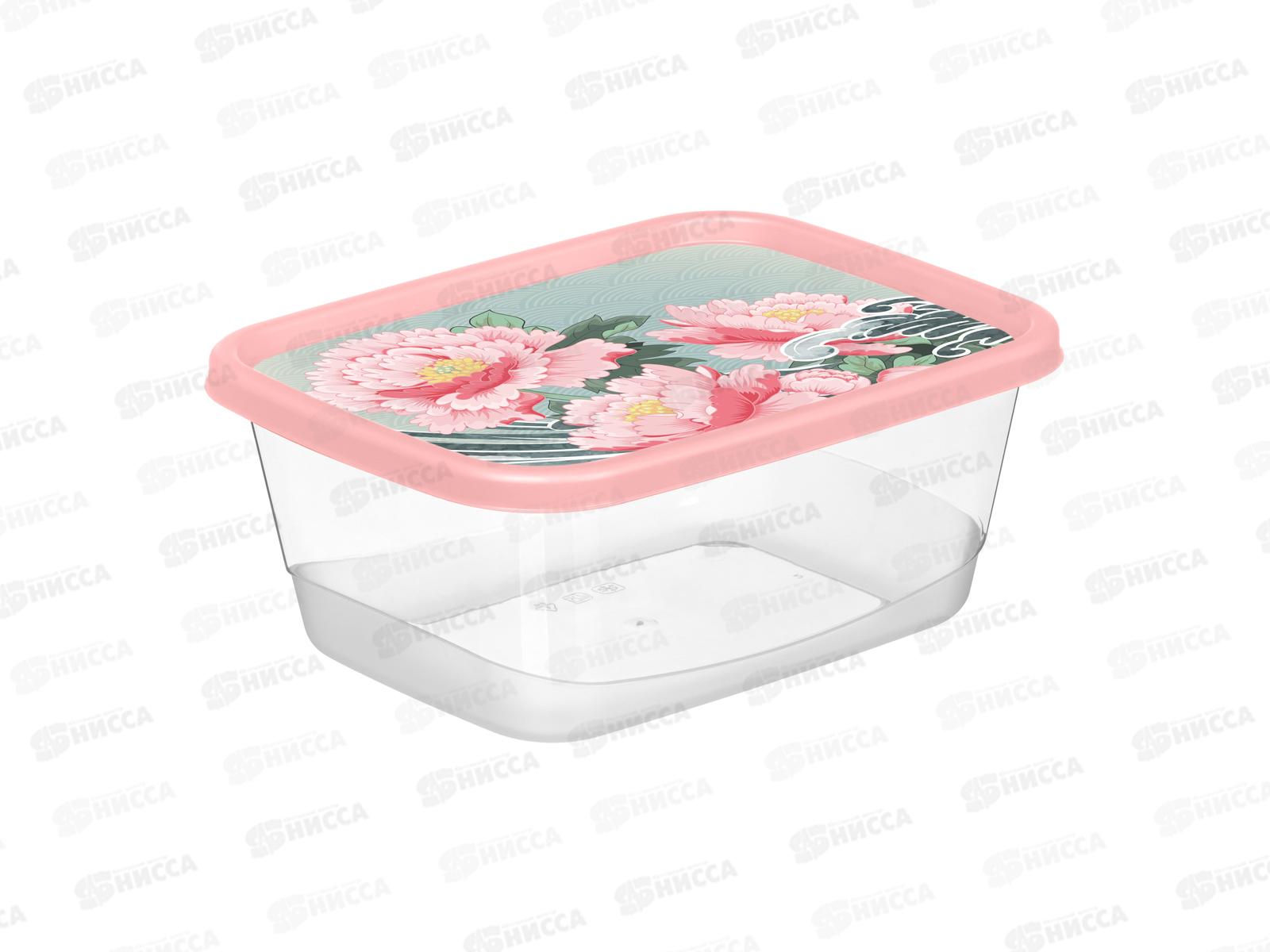 Контейнер 0,5л &quotСад пионов&quot прямоугольный розовый 223151508/04
