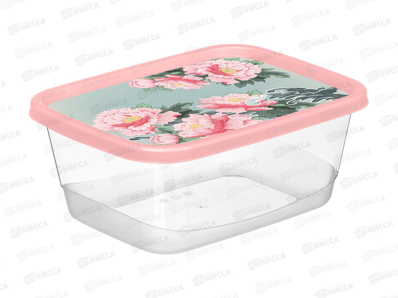 Контейнер 1,5л &quotСад пионов&quot прямоугольный розовый 223151708/04