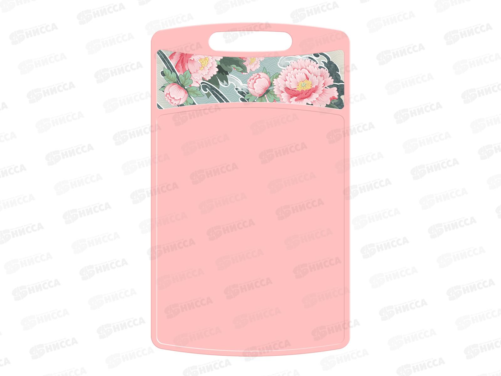 Доска раздел &quotBergamo&quot прямоуг 260*155*3,5мм &quotСад пионов&quot розовый 223152908/04