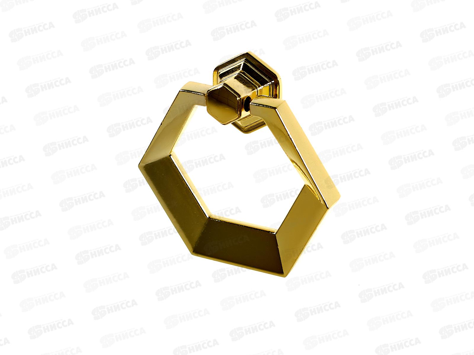 Ручка мебельная кнопка шестиугольник золото (066361)  Ж