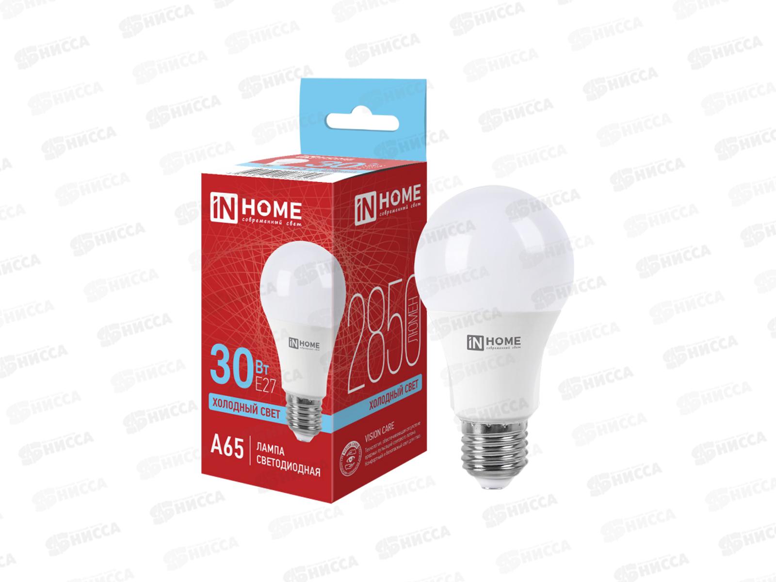 Лампа светодиод. IN HOME LED-A65-VC 30Вт E27 6500К 2250Лм *100